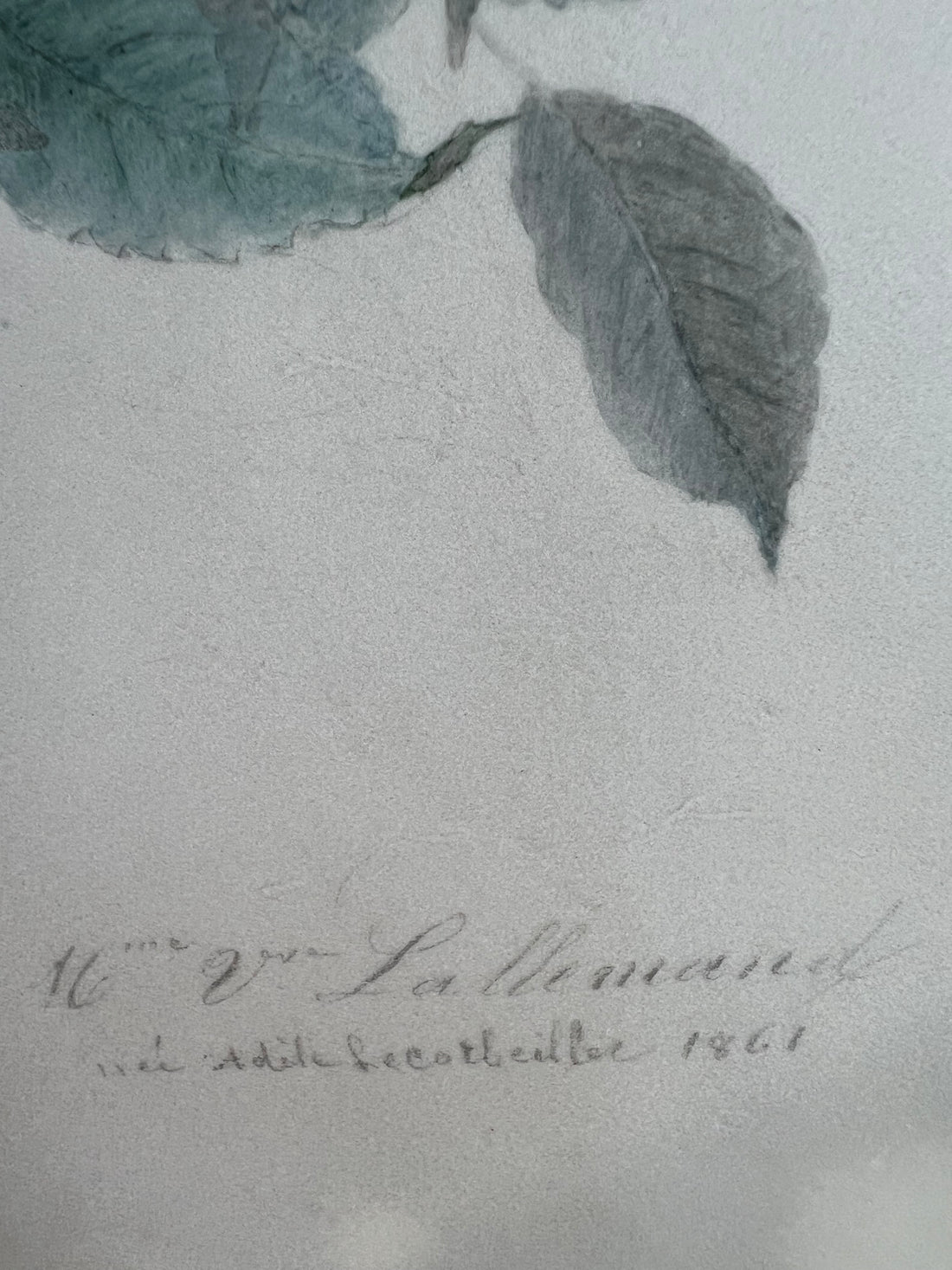 Adèle LALLEMAND - Aquarelle - 1861 (livraison avec assurance incluse)