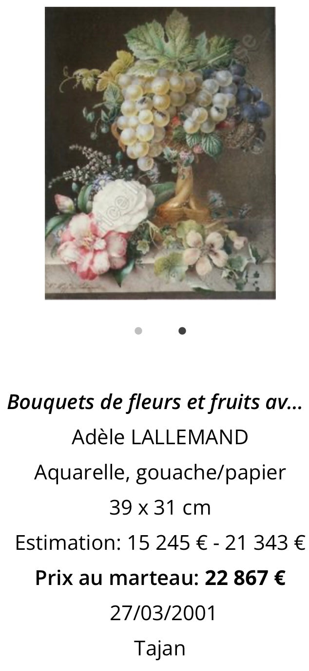 Adèle LALLEMAND - Aquarelle - 1861 (livraison avec assurance incluse)