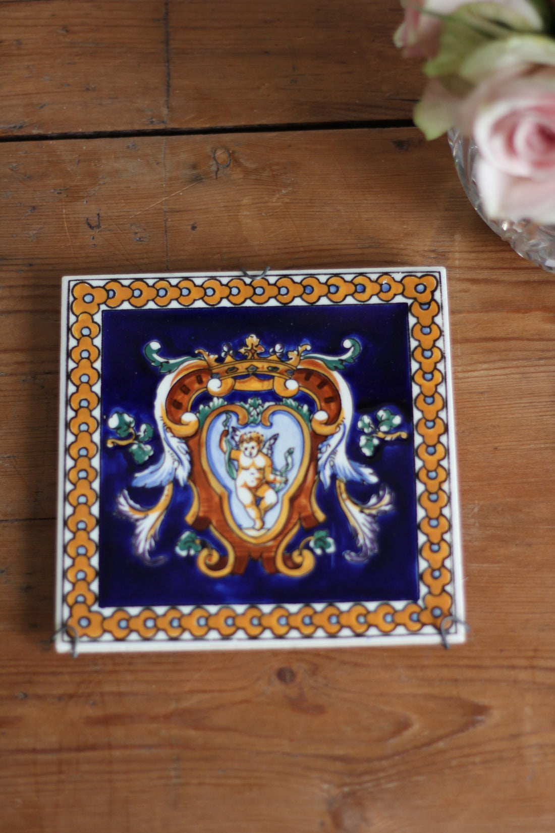 Paire de carreaux décoratifs - sous-verres Gien