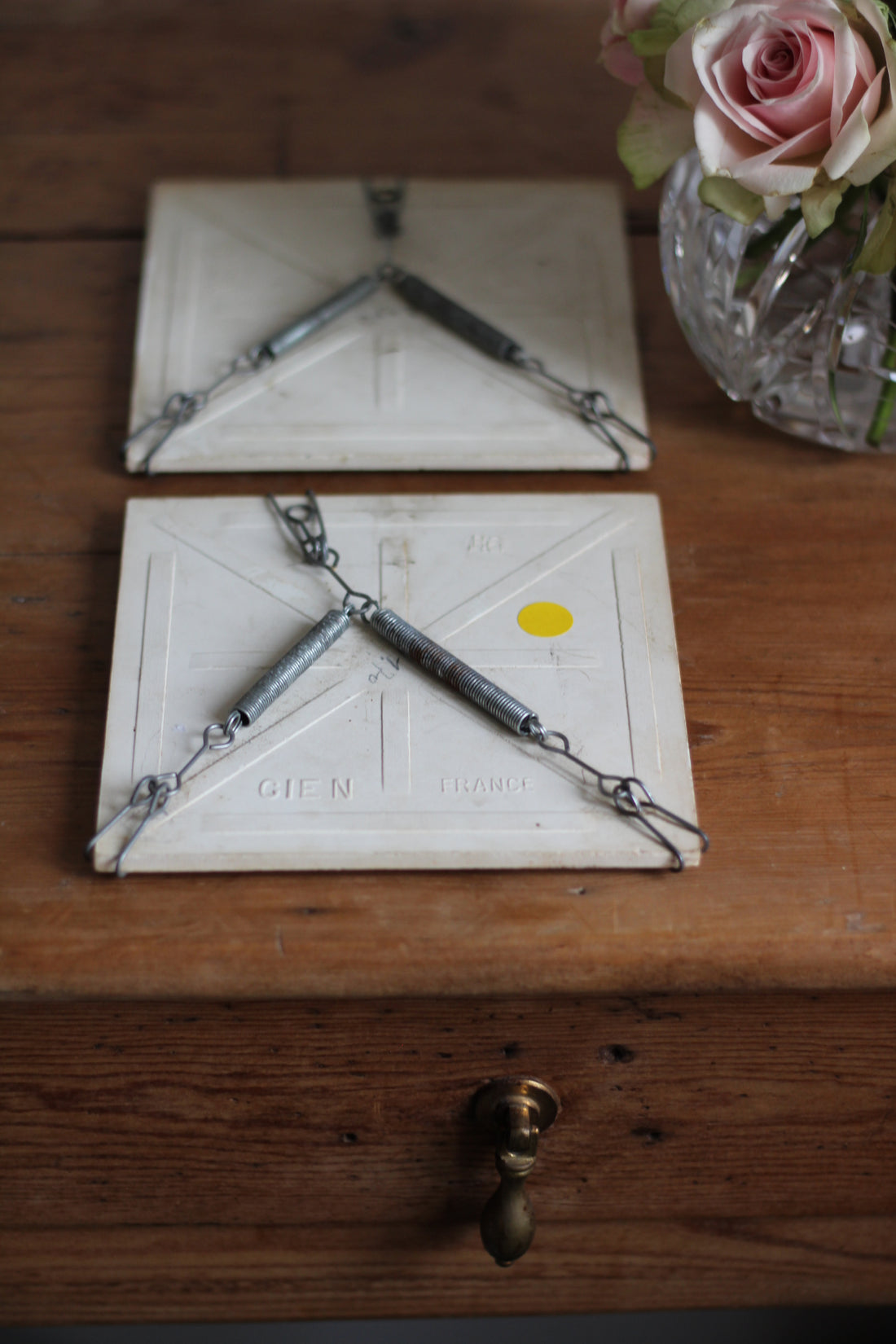 Paire de carreaux décoratifs - sous-verres Gien