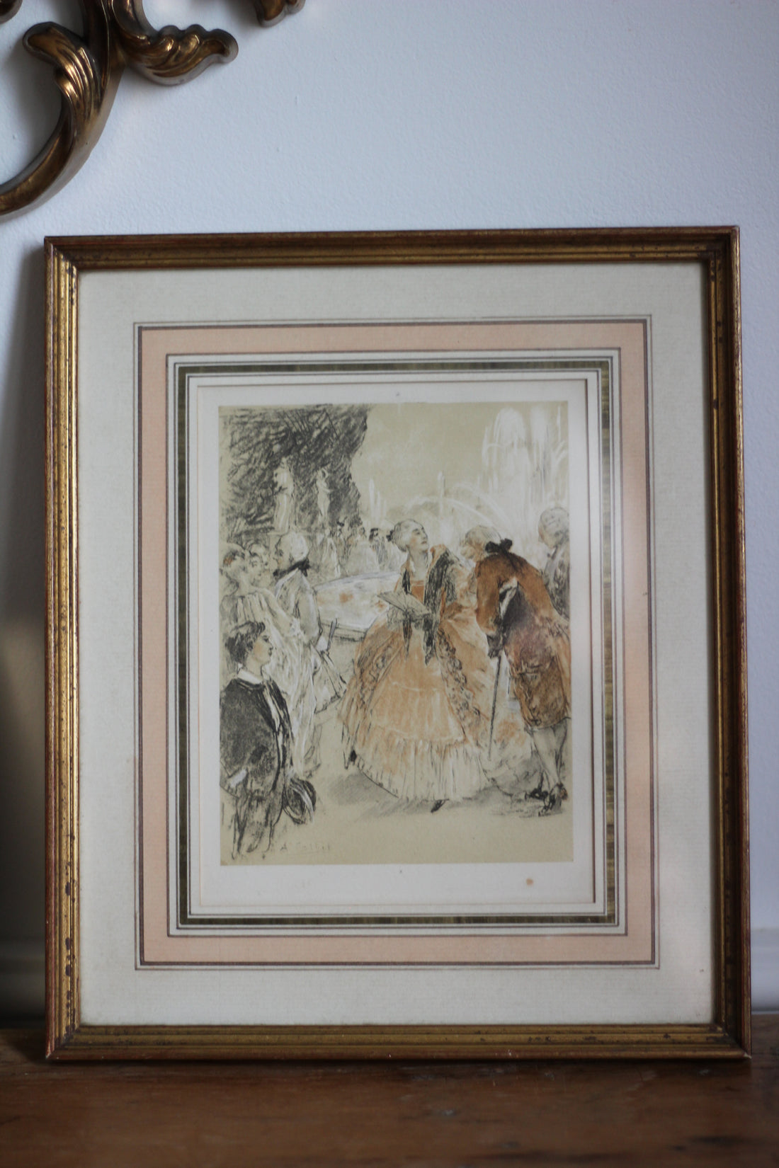 Gravure "Fête galante" par Antoine Calbet