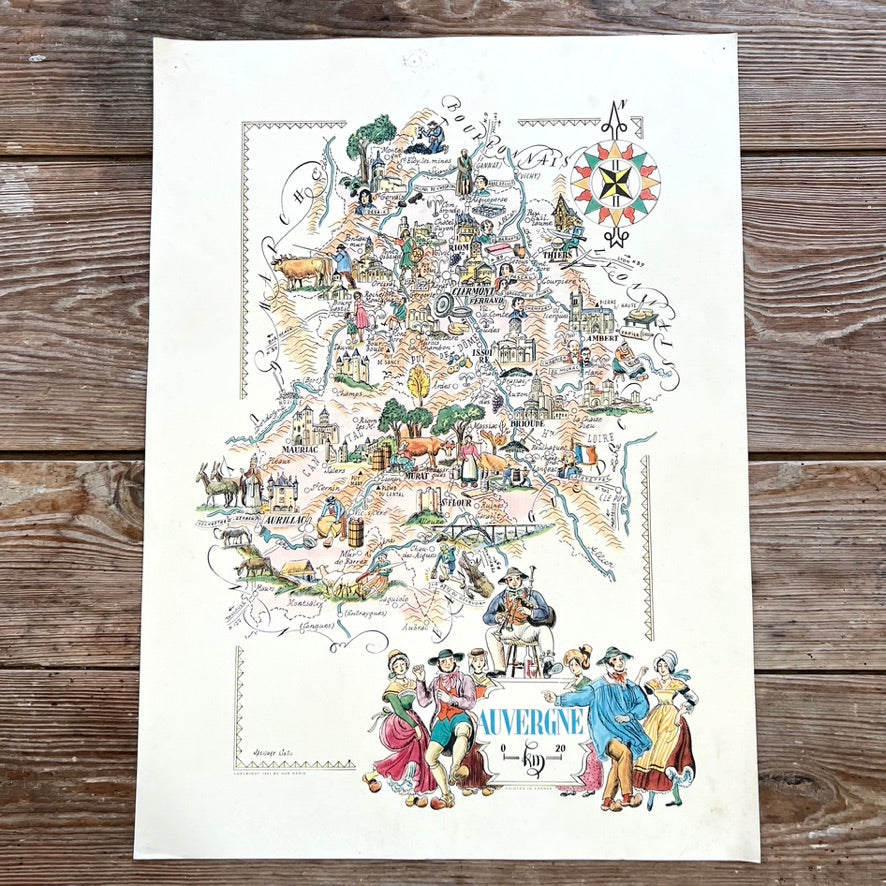 Cartes illustrées des régions de France 1951 (choisissez votre région)