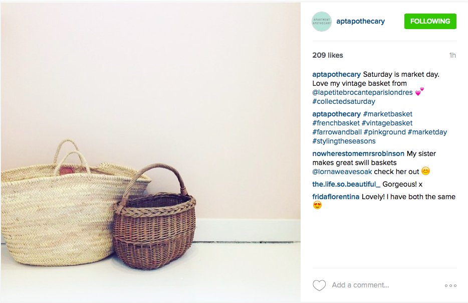 "Love my vintage basket from La Petite Brocante" Katy, Apartment Apothecary