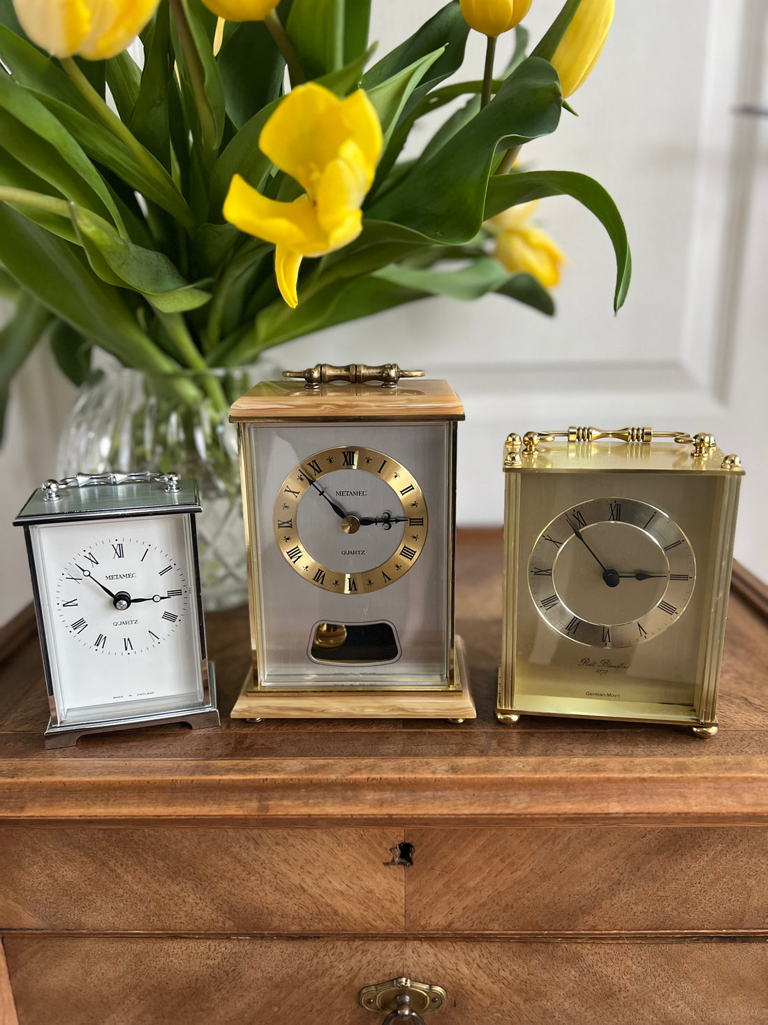 Horloge à poser 14 cm Blandford dorée - Angleterre - fin XXème