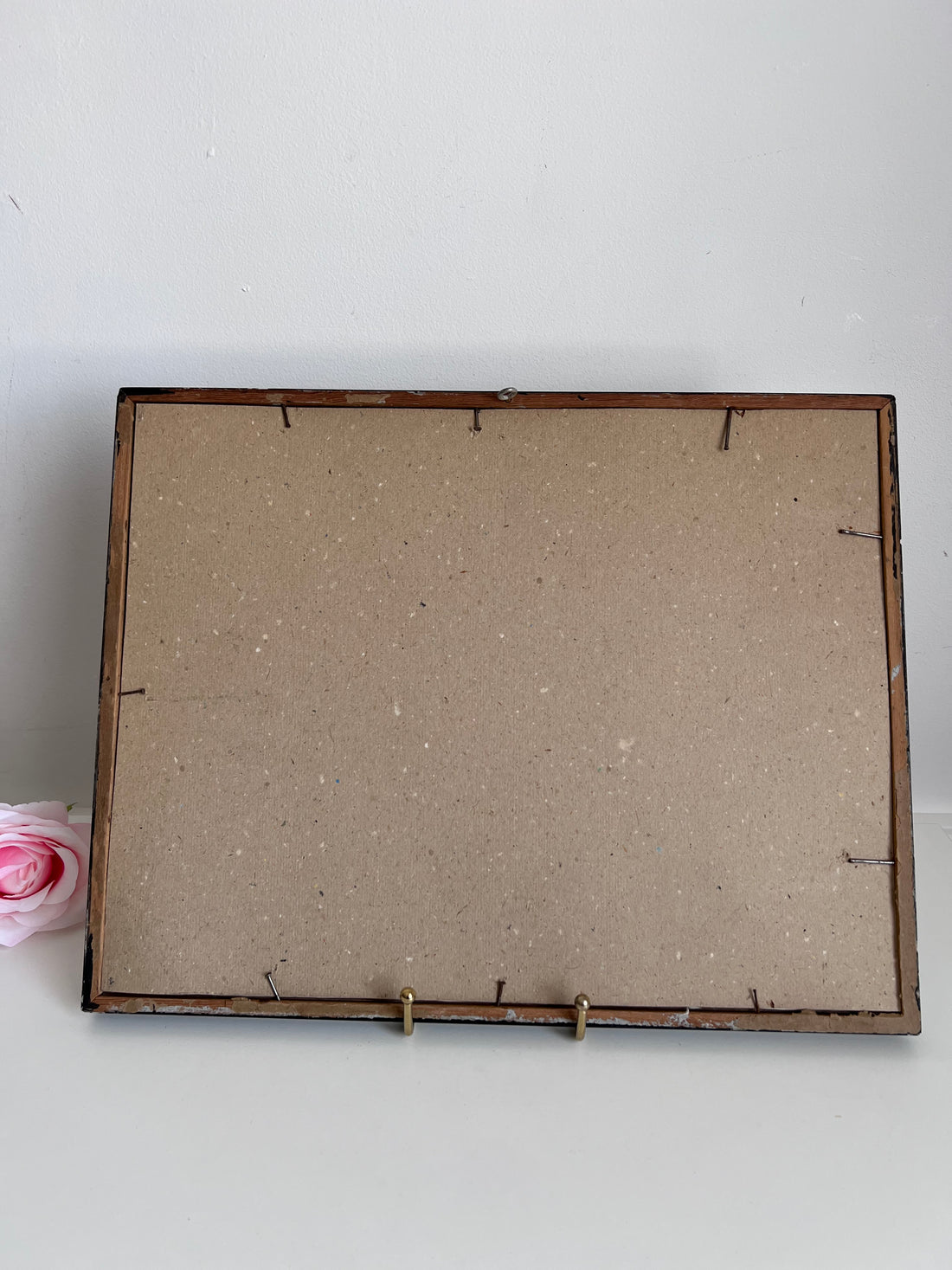 Cadre au bouquet de roses - impression vintage sous verre