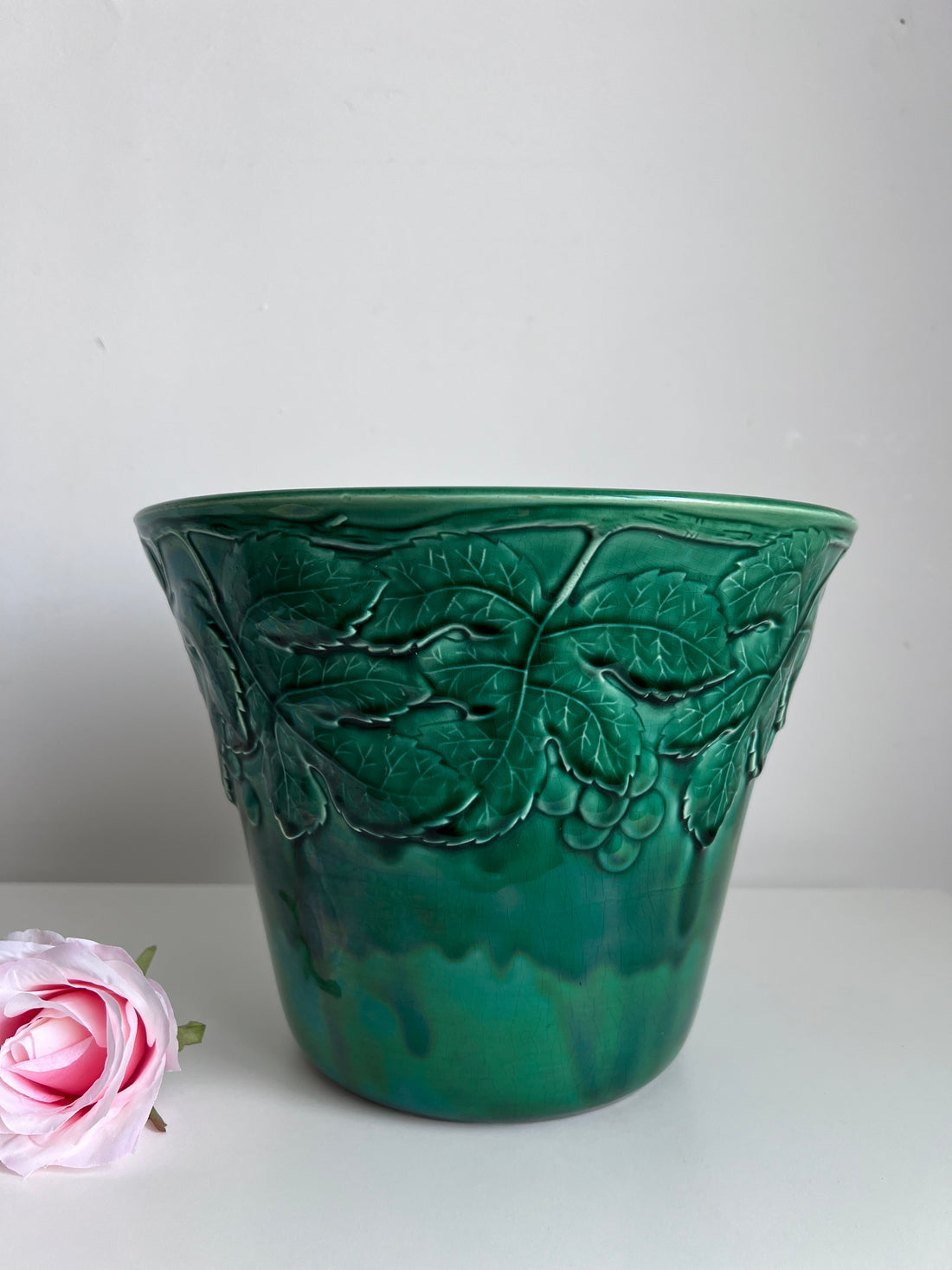 Grand cache-pot émaillé - Faïencerie d'art Valdor France -1950