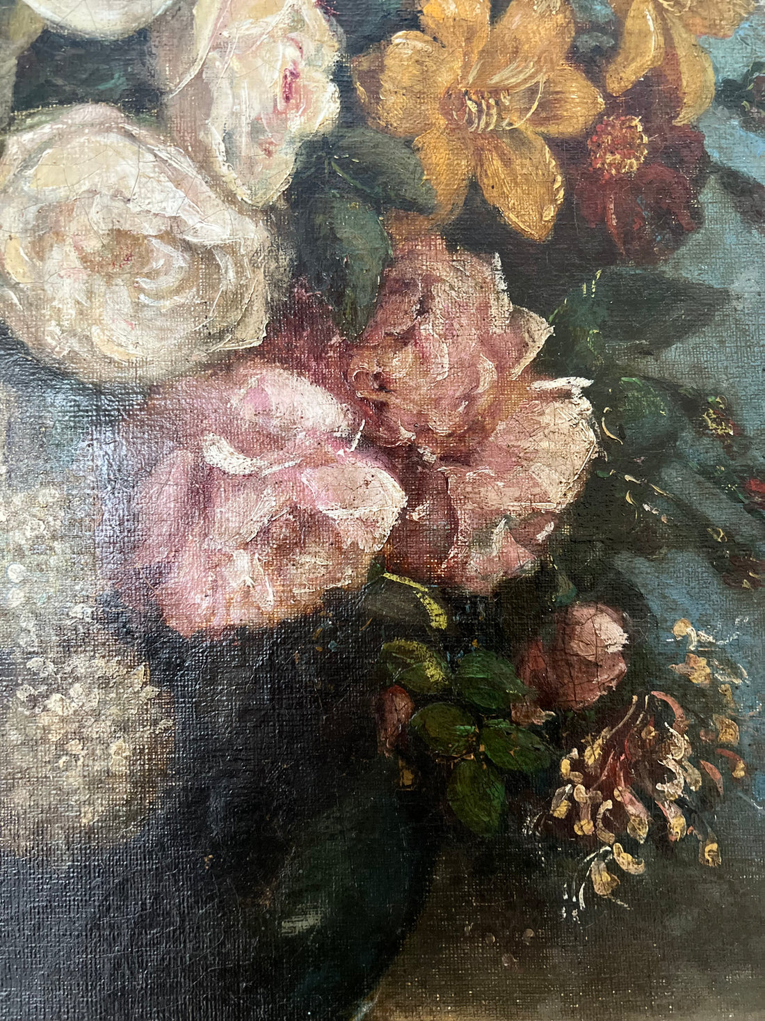 Nature morte au bouquet XIXème (nettoyée et revernie)