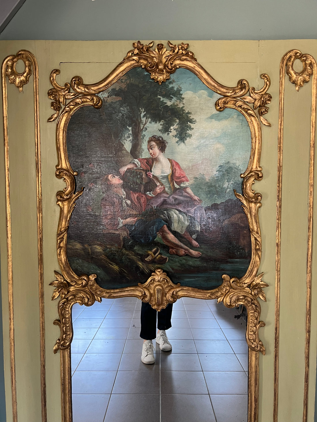 Trumeau à scène galante fin XVIIIème