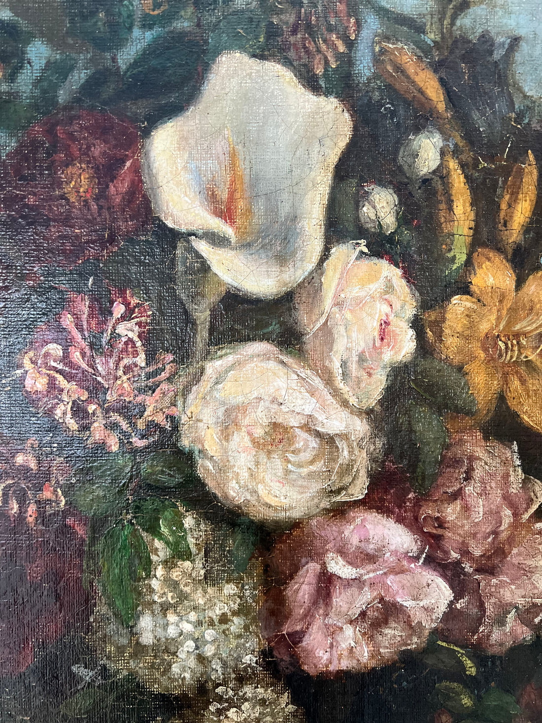 Nature morte au bouquet XIXème (nettoyée et revernie)