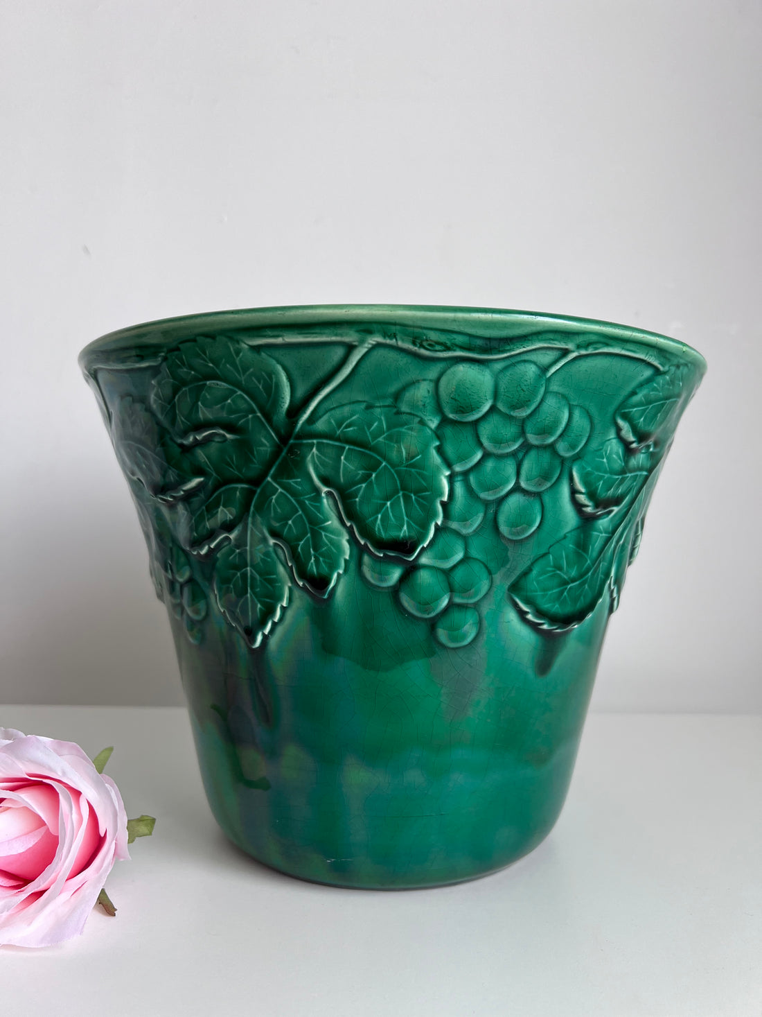 Grand cache-pot émaillé - Faïencerie d'art Valdor France -1950