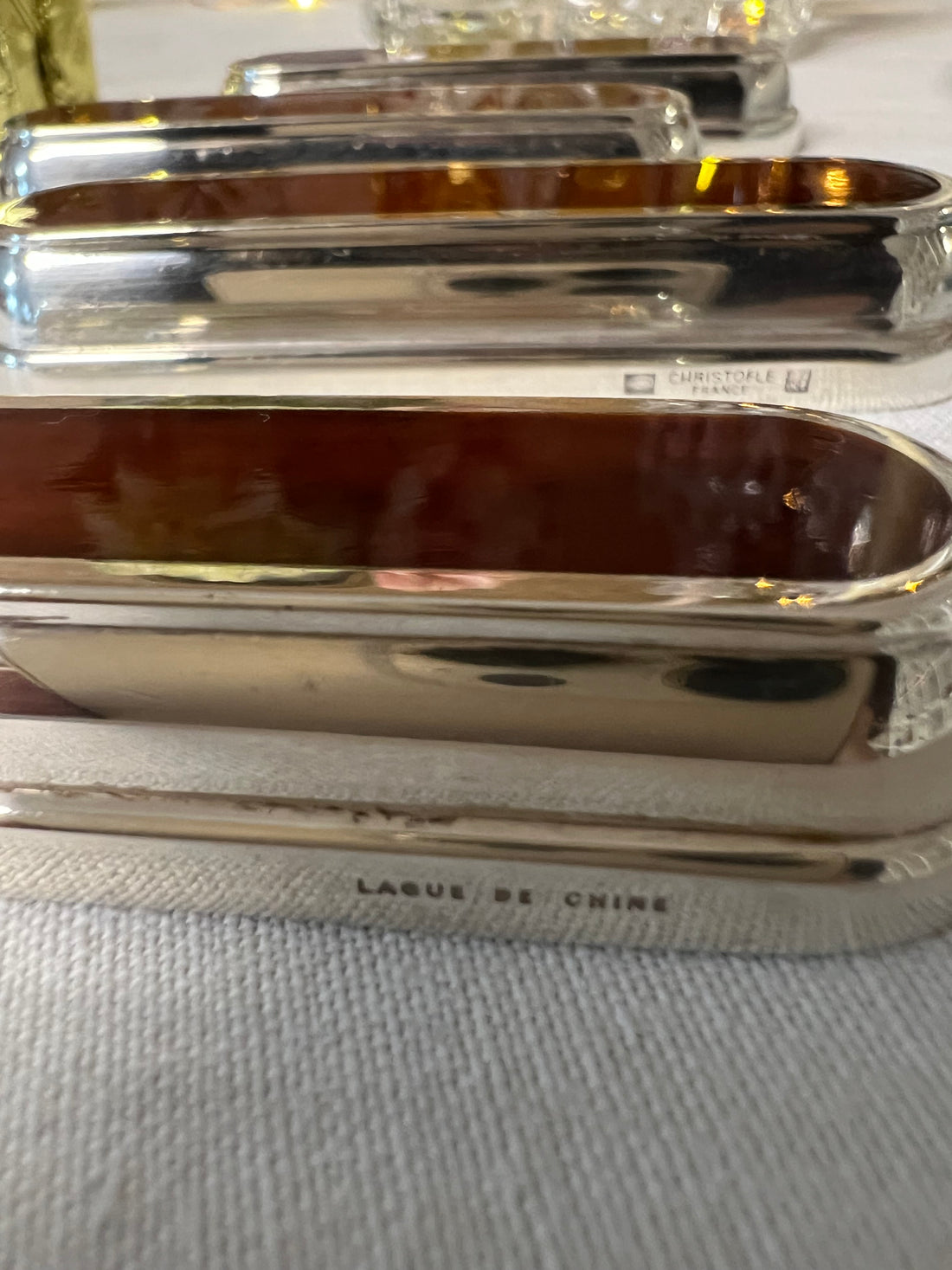 4 porte-couteaux Christofle en laque de chine