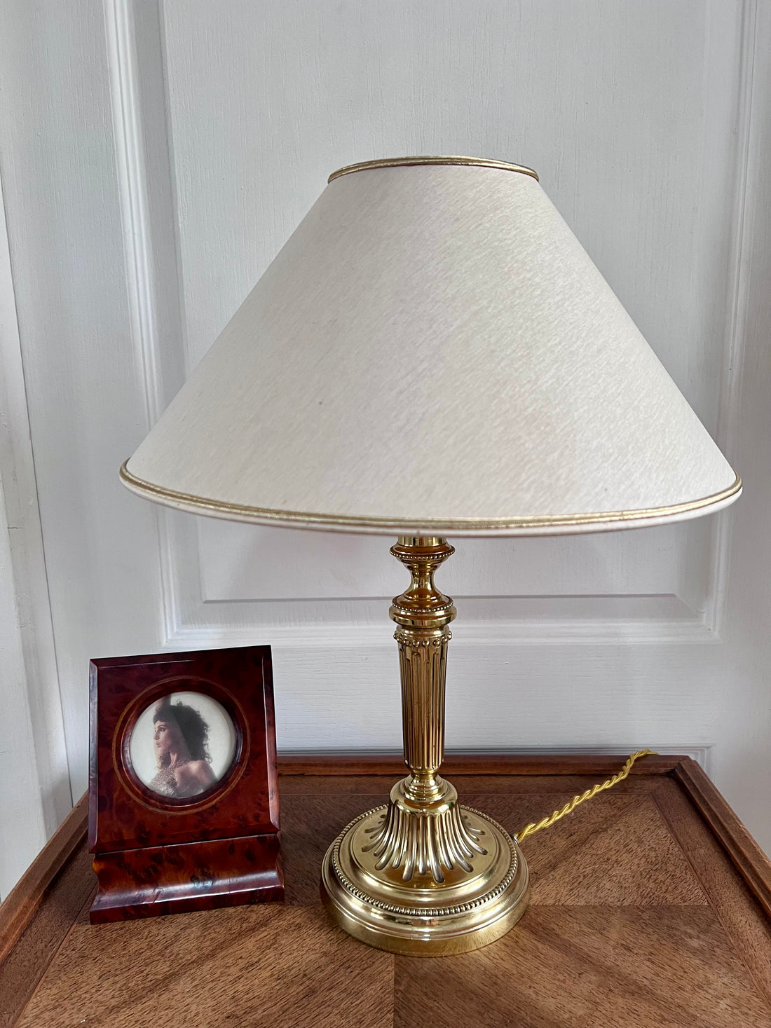 Lampe pied laiton avec abat jour