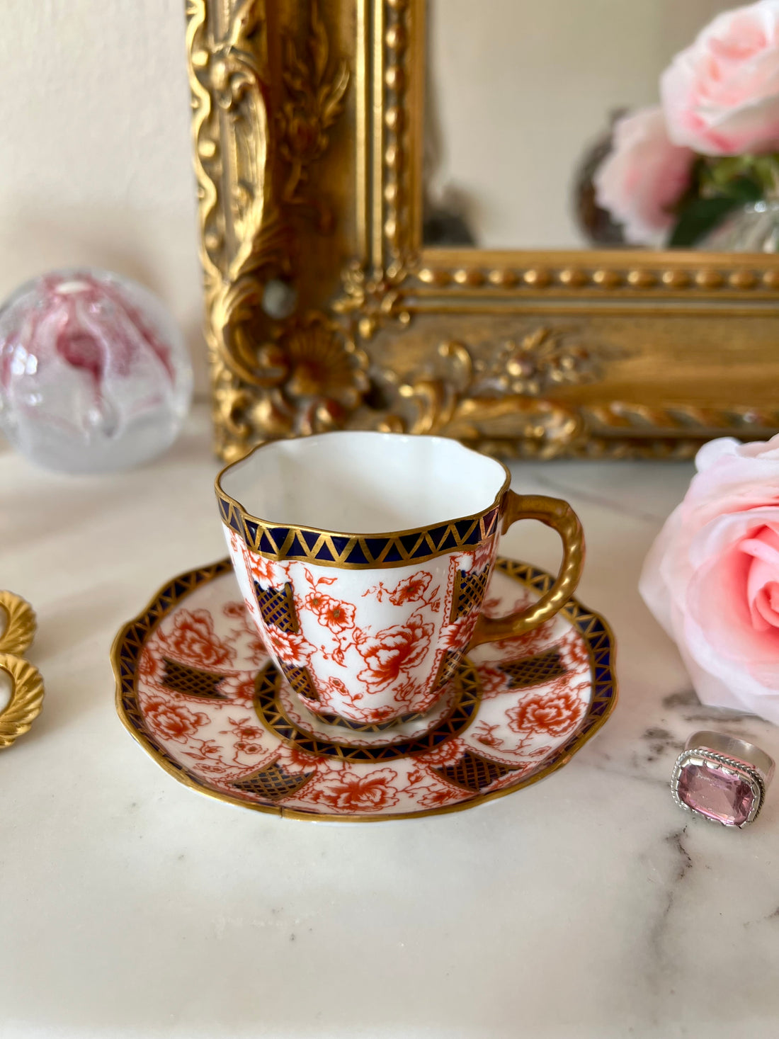 Tasse et sous-tasse Royal Crown Derby - Angleterre, 1920
