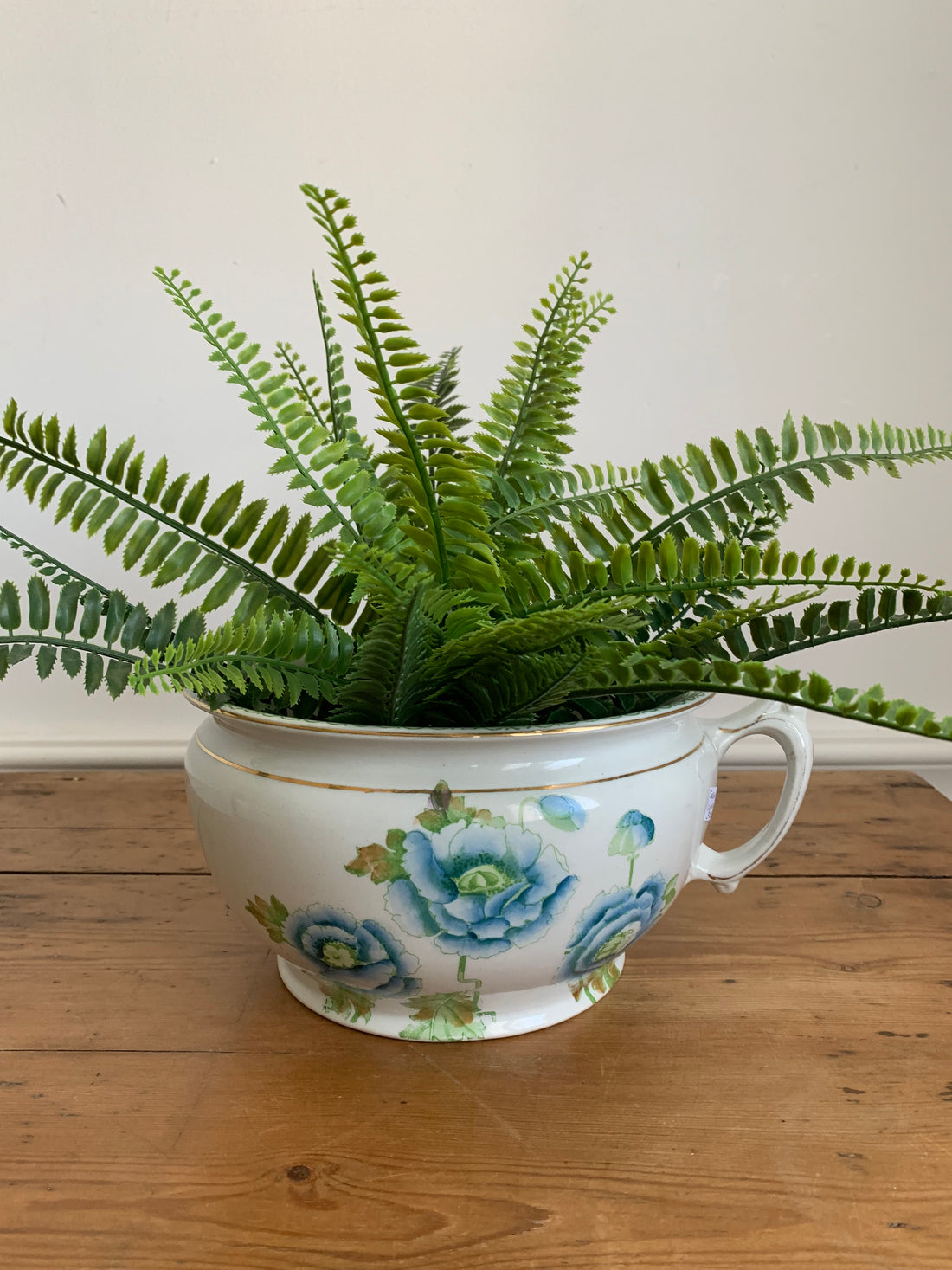 Cache-pot anglais XIXème fleuri