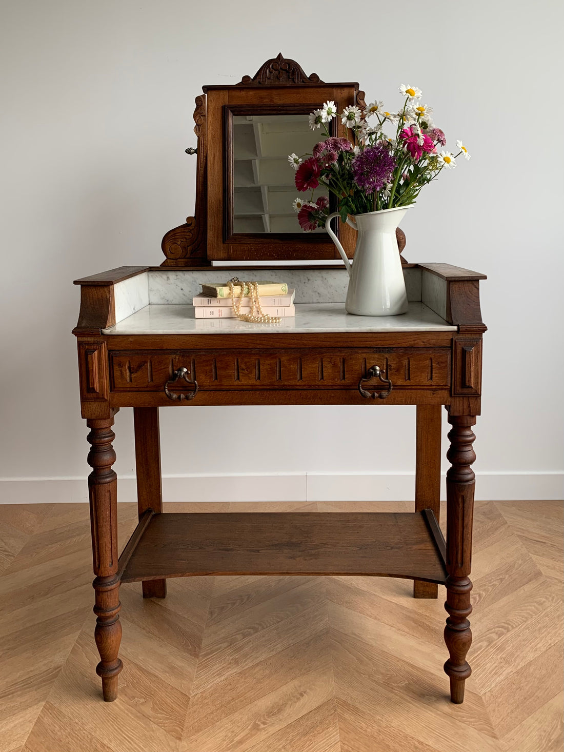 Meuble de toilette 1900 avec miroir