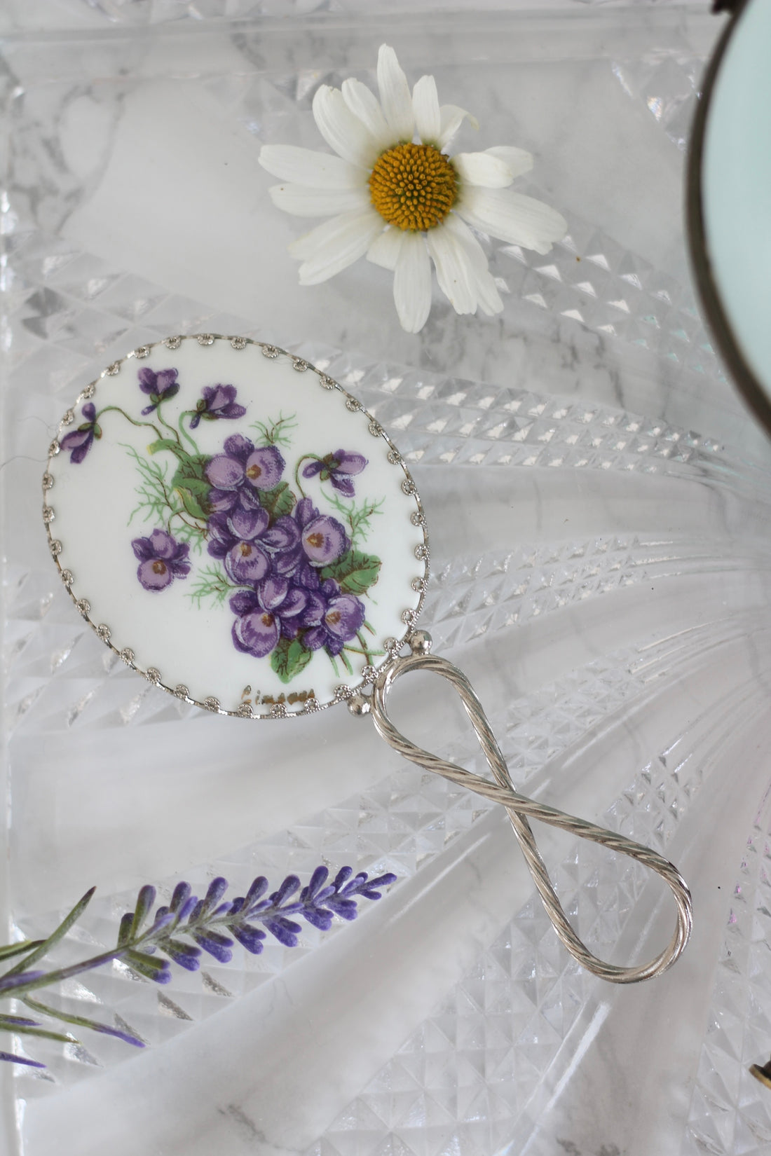 Miroir à main de sac en Limoges