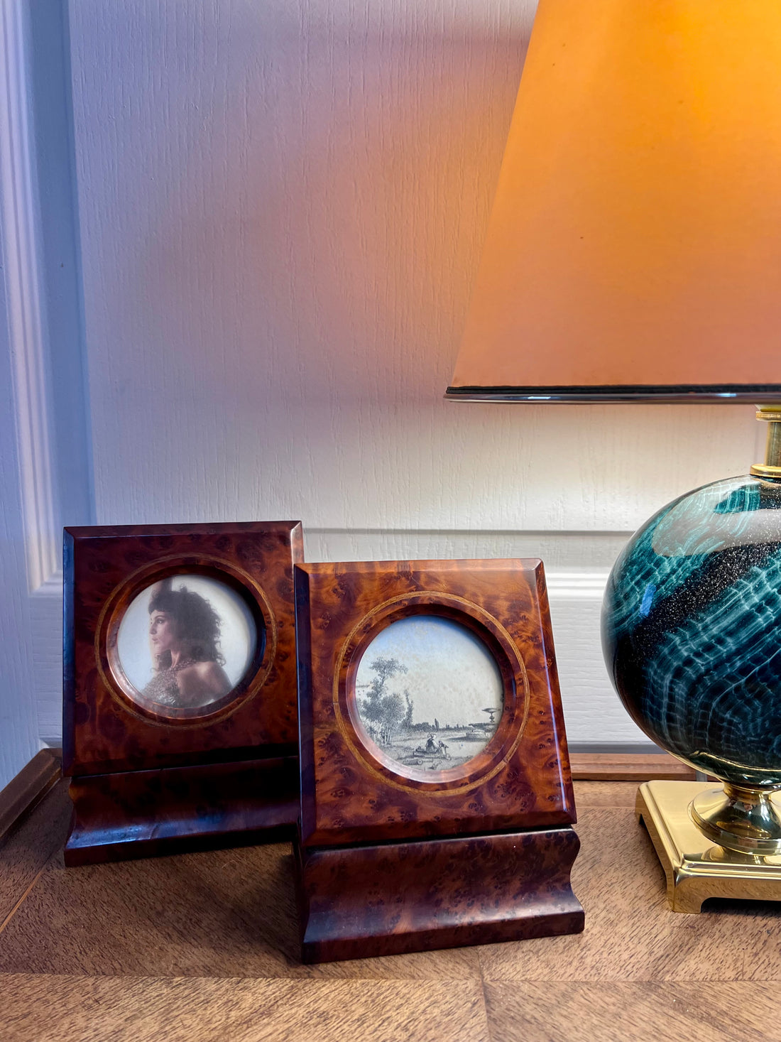 Paire de cadres XIXème en loupe