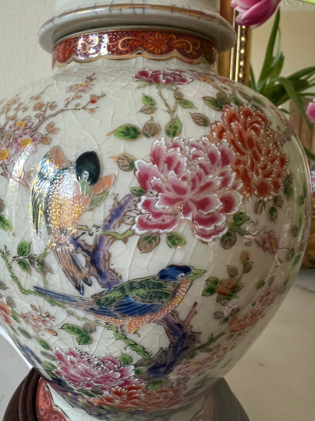 Lampe en céramique craquelée
