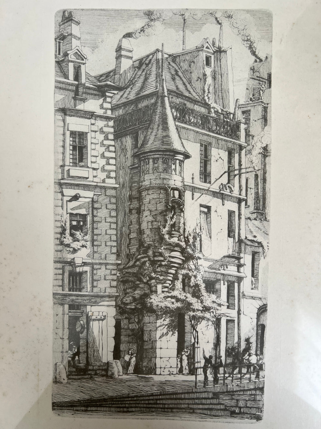Gravure XIXème "La Tour de Jean-sans-Peur" à Paris