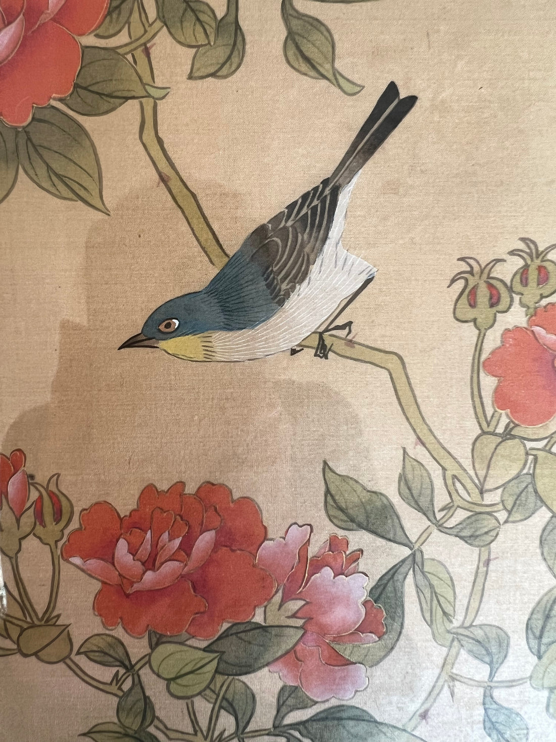 Peinture sur soie japonaise encadrée