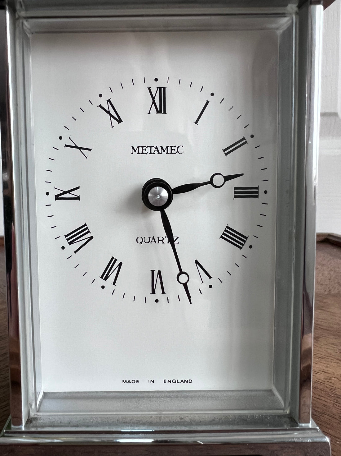 Horloge à poser Metamec 13 cm argent - Angleterre - fin XXème