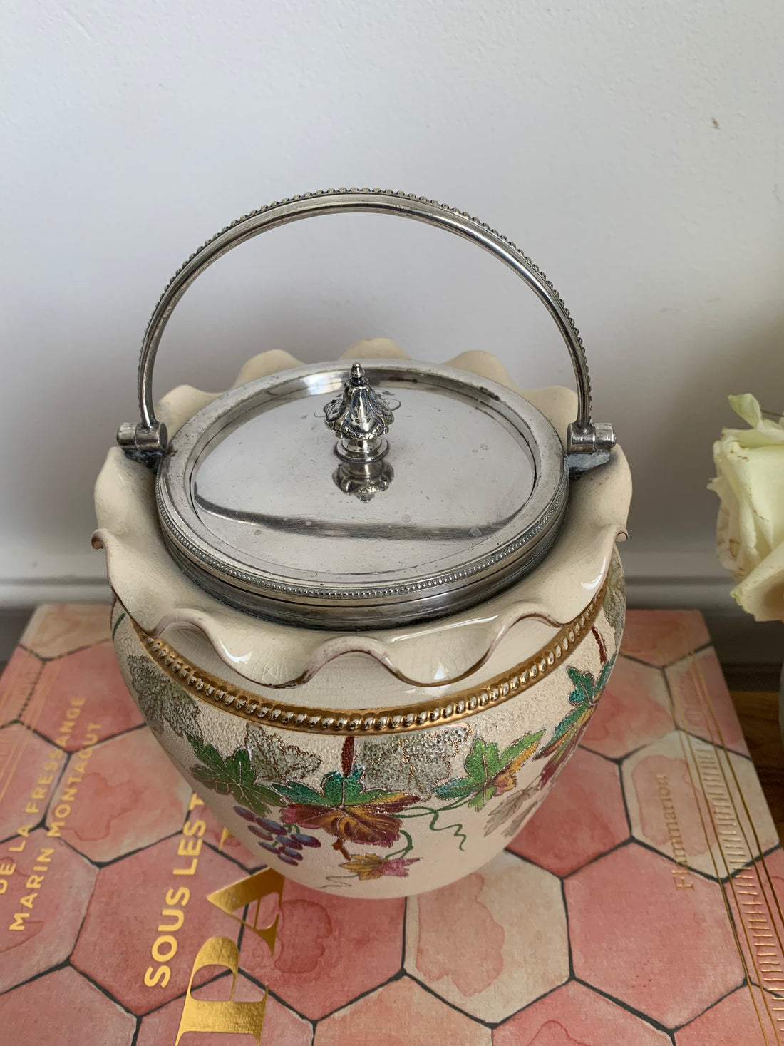 Pot à biscuits anglais monogrammé 1880-1910