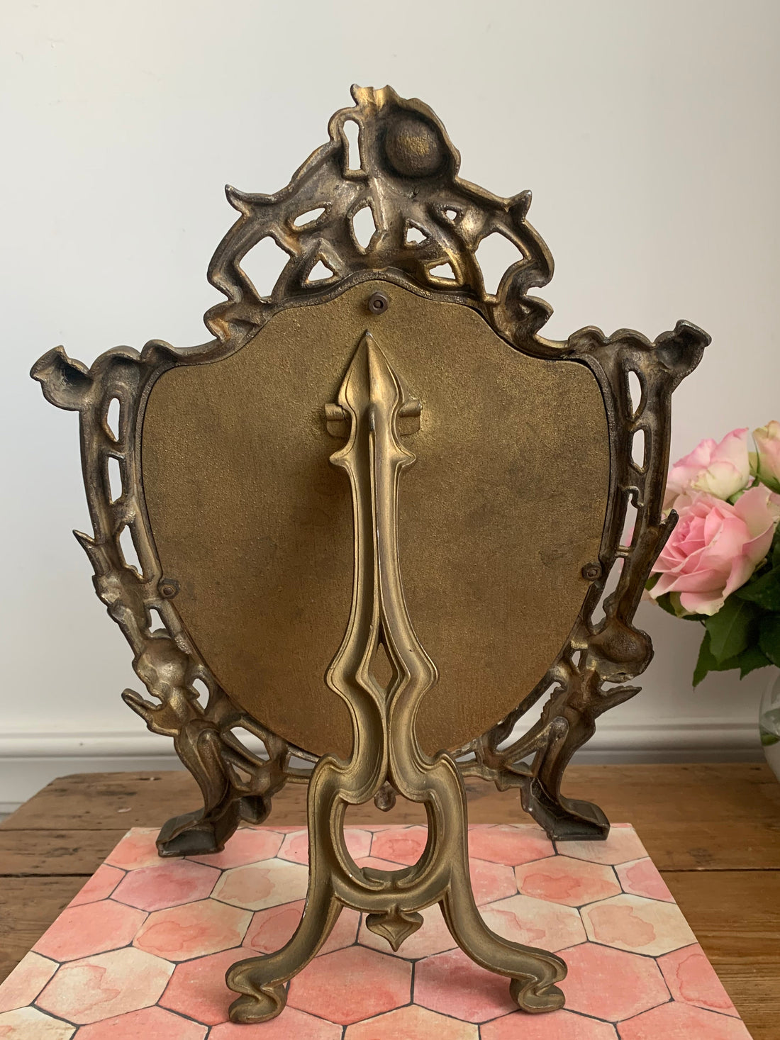 Miroir Art Nouveau en bronze