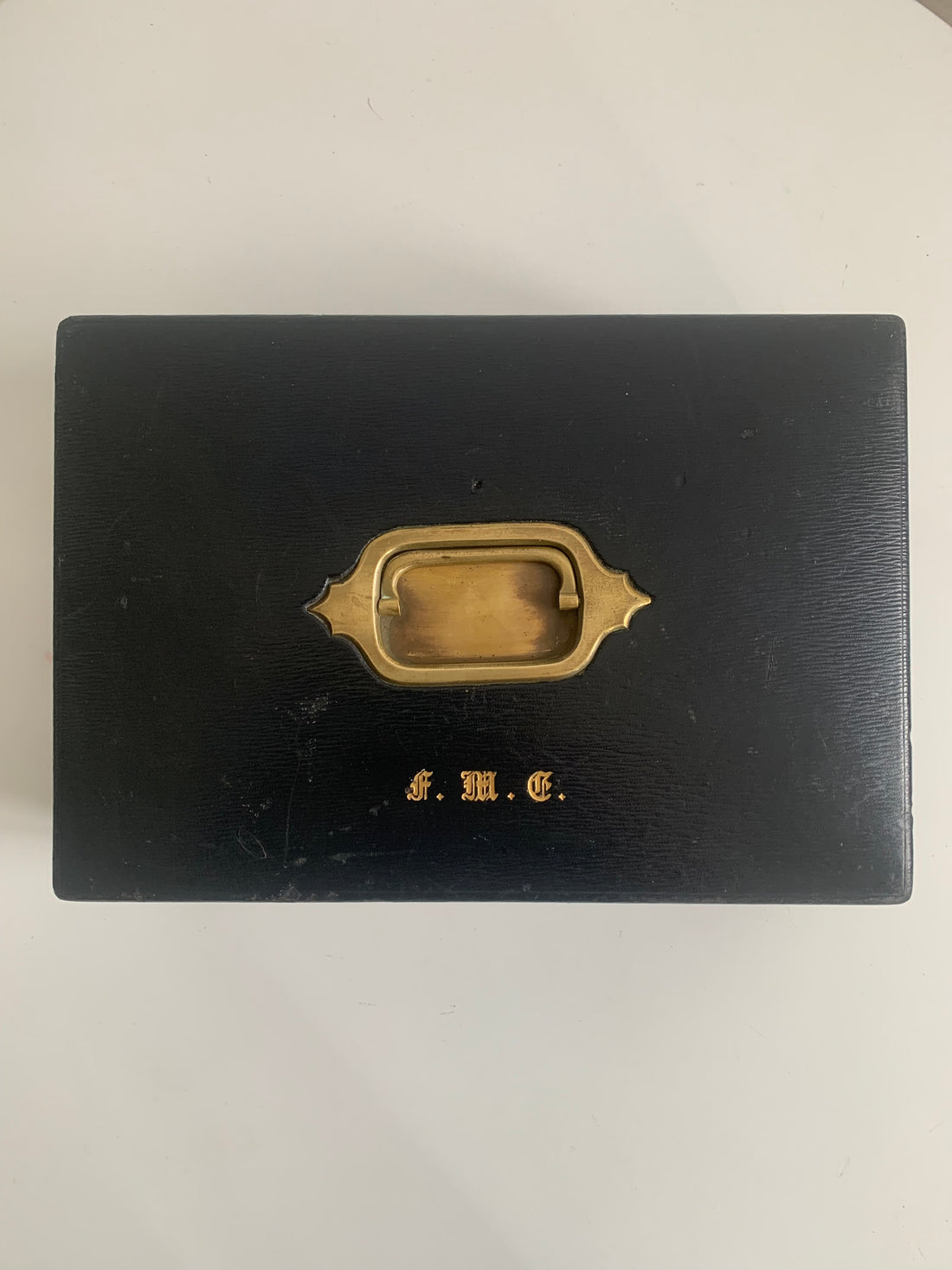 Ancien coffret anglais cuir et laiton