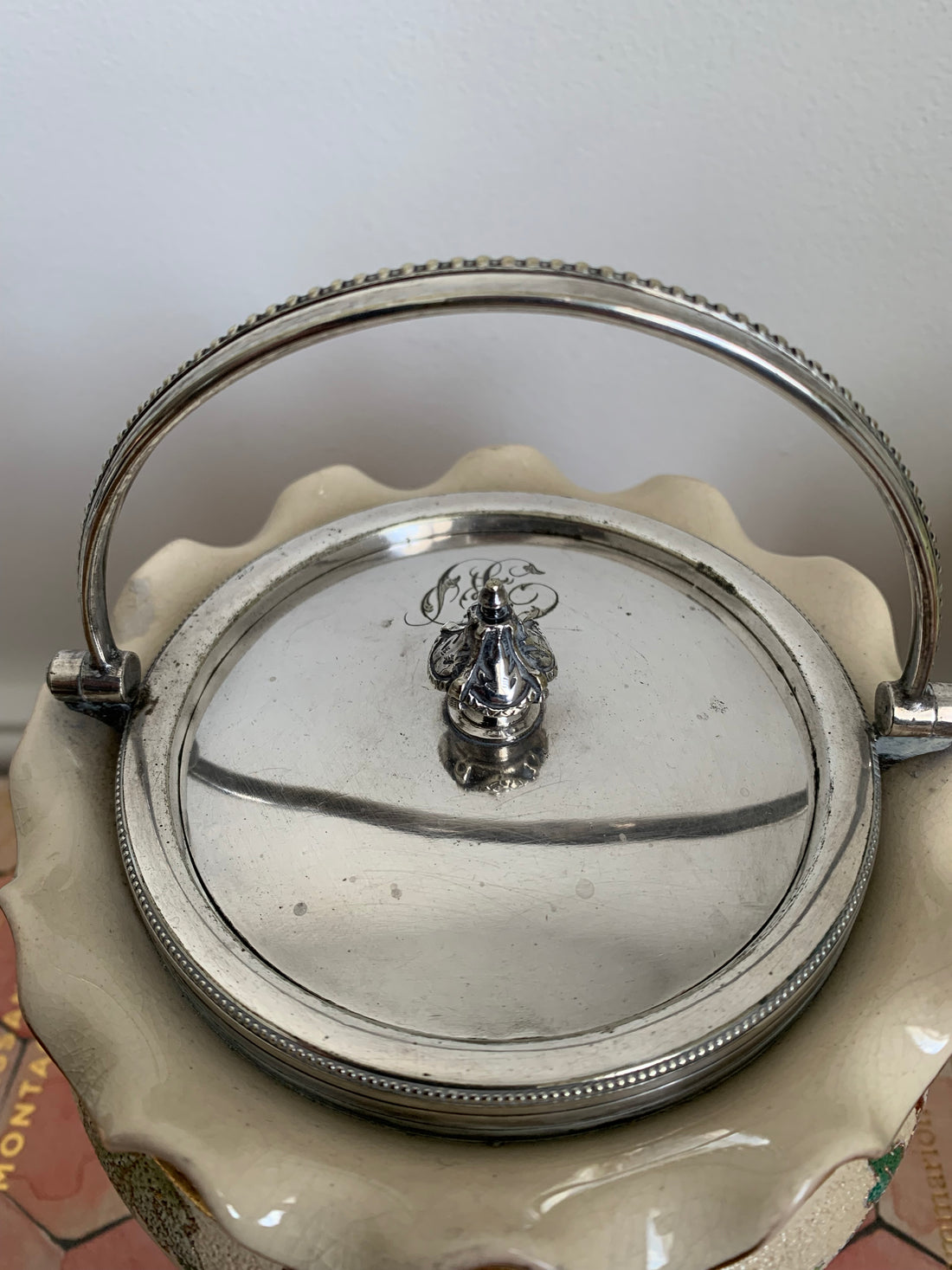 Pot à biscuits anglais monogrammé 1880-1910