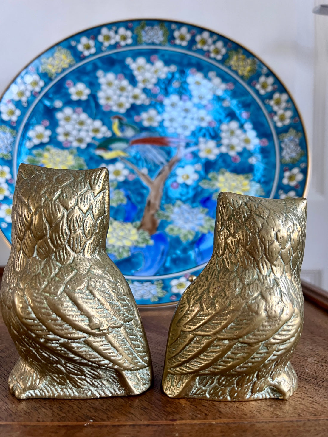 Couple de chouettes vintage en laiton