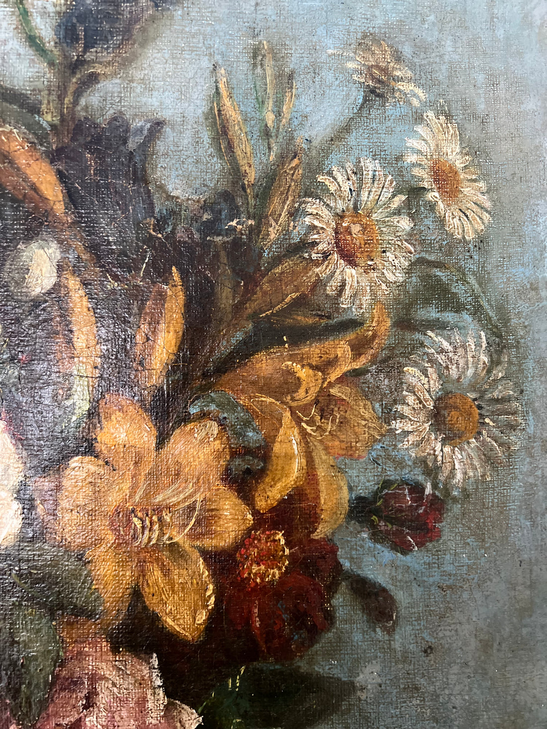 Nature morte au bouquet XIXème (nettoyée et revernie)