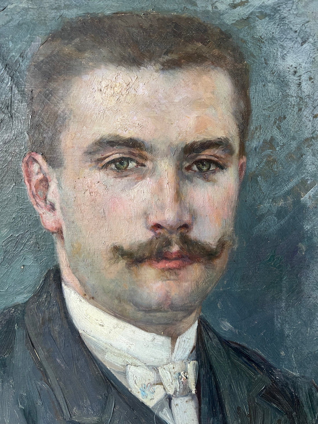 Numa Gillet - XIXème - Portrait d'un jeune homme à la moustache