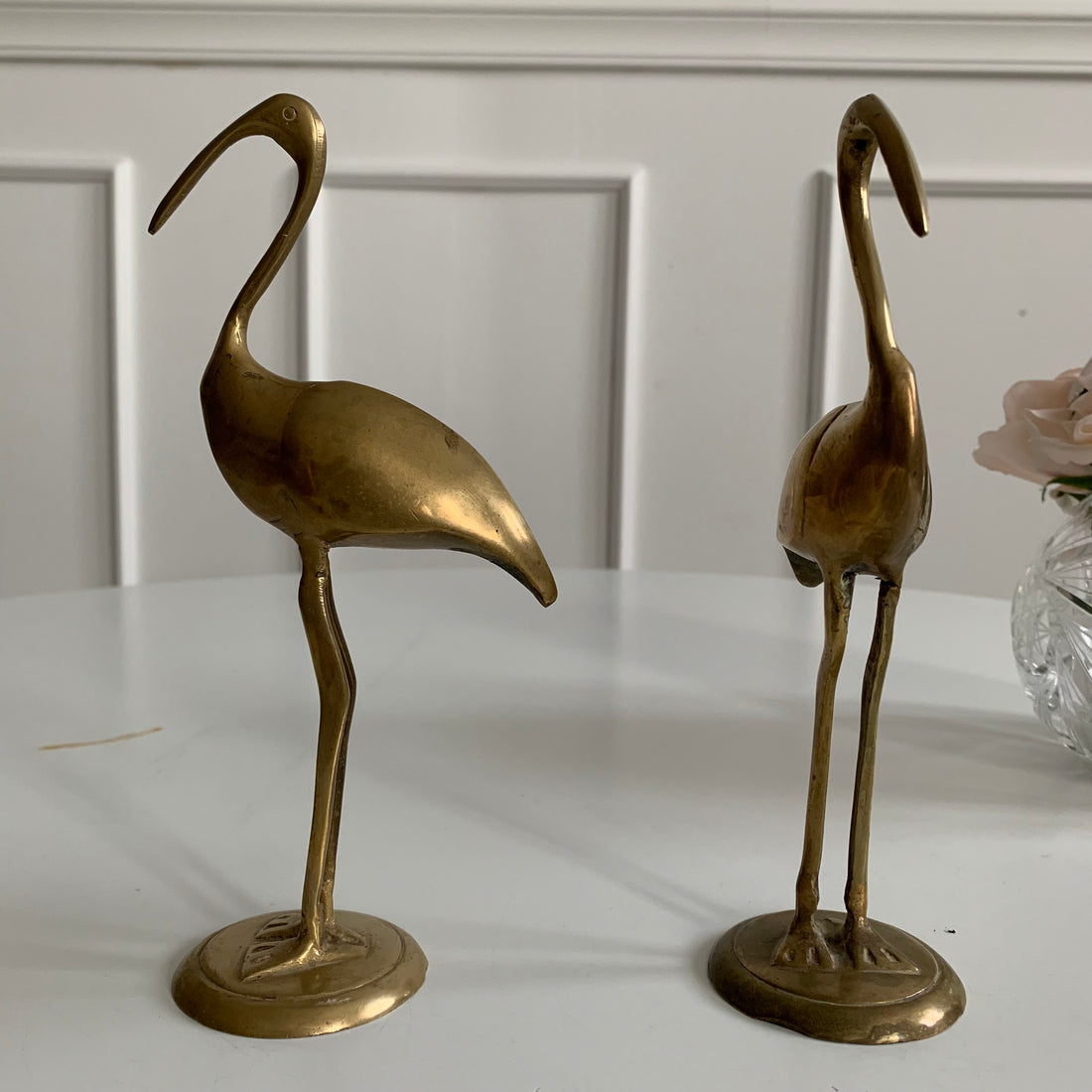 Couple d'ibis en laiton vintage