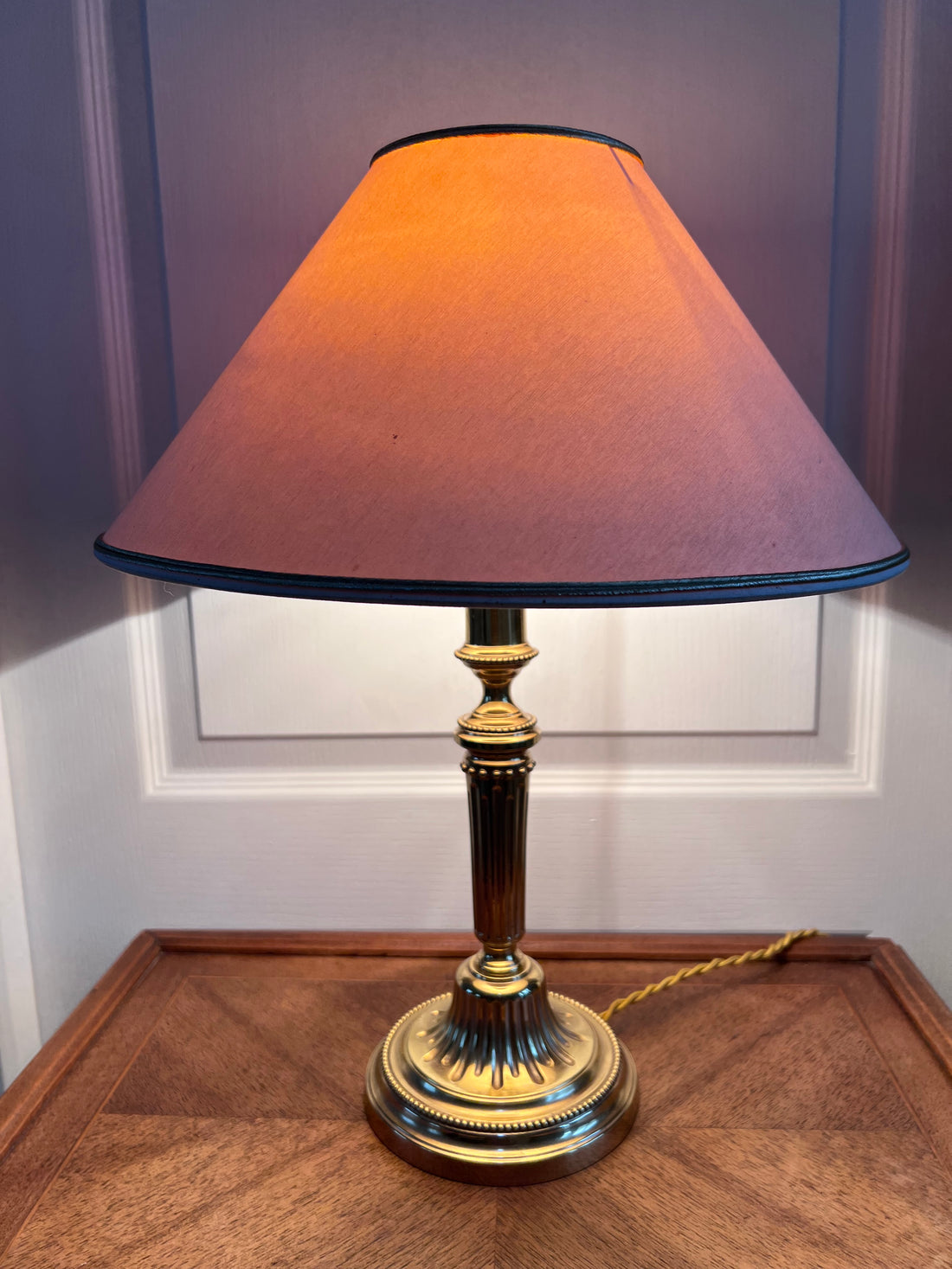 Lampe pied laiton avec abat jour