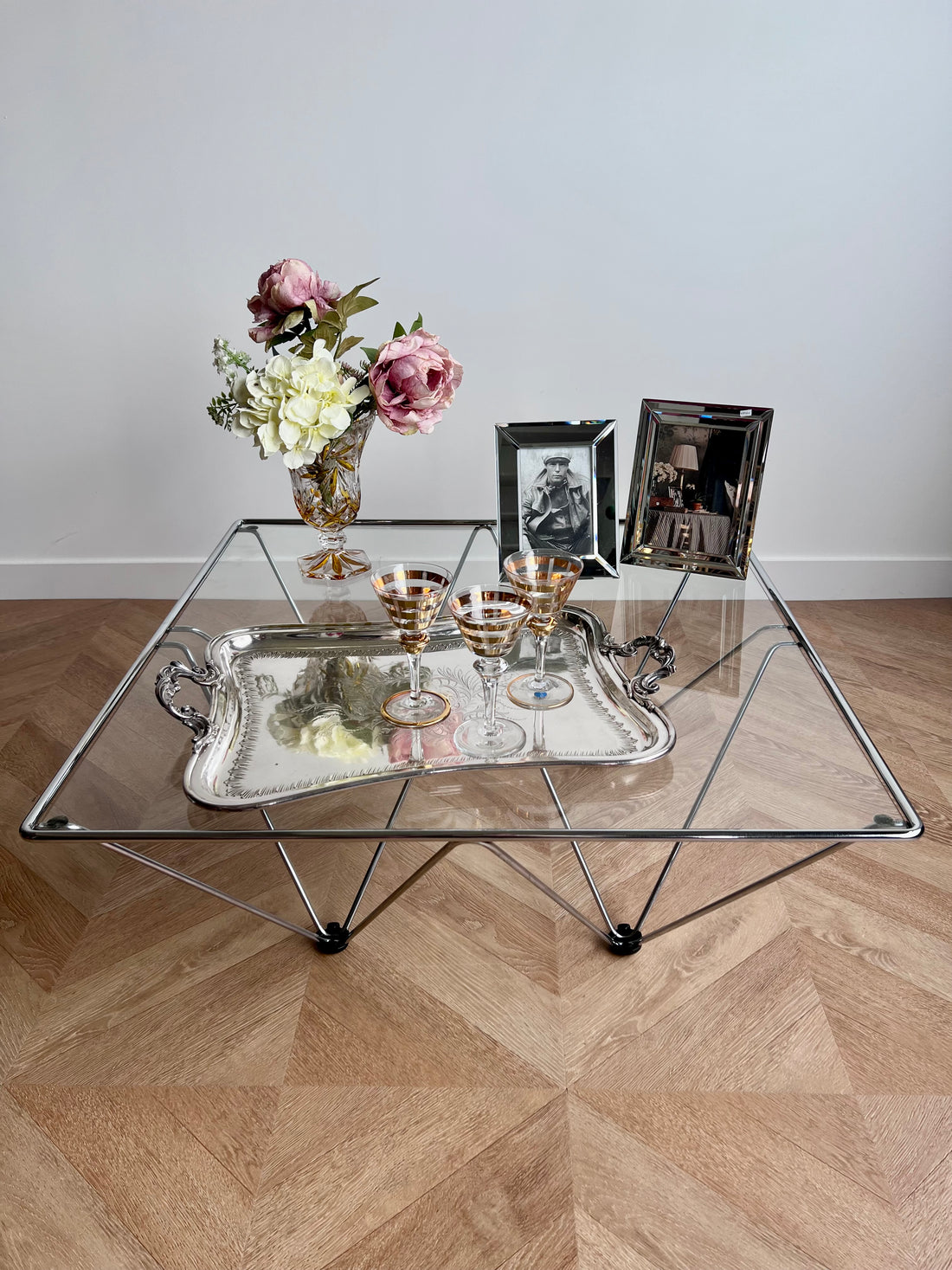 Table basse verre et métal (livraison incluse France et Belgique)