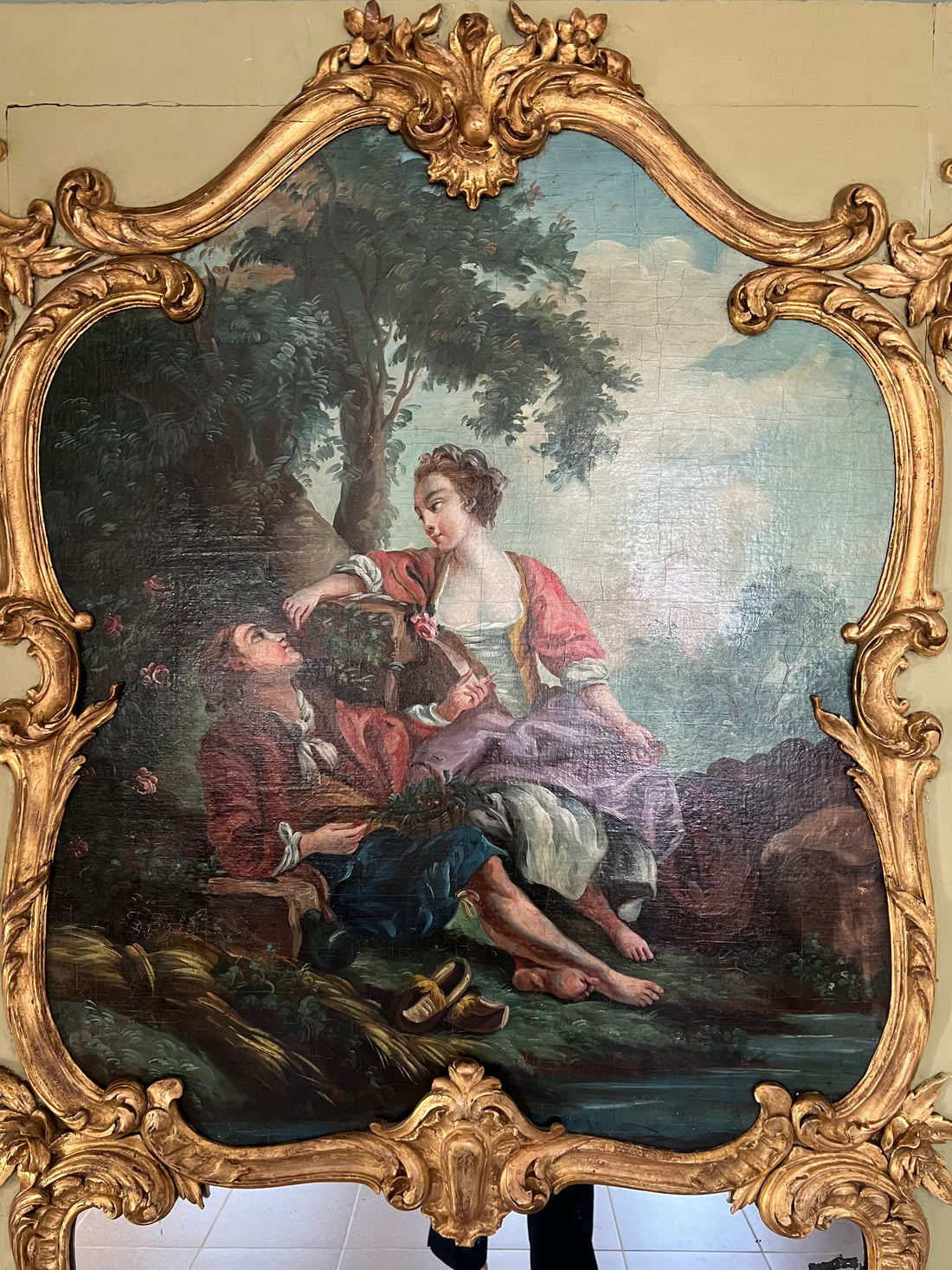 Trumeau à scène galante fin XVIIIème