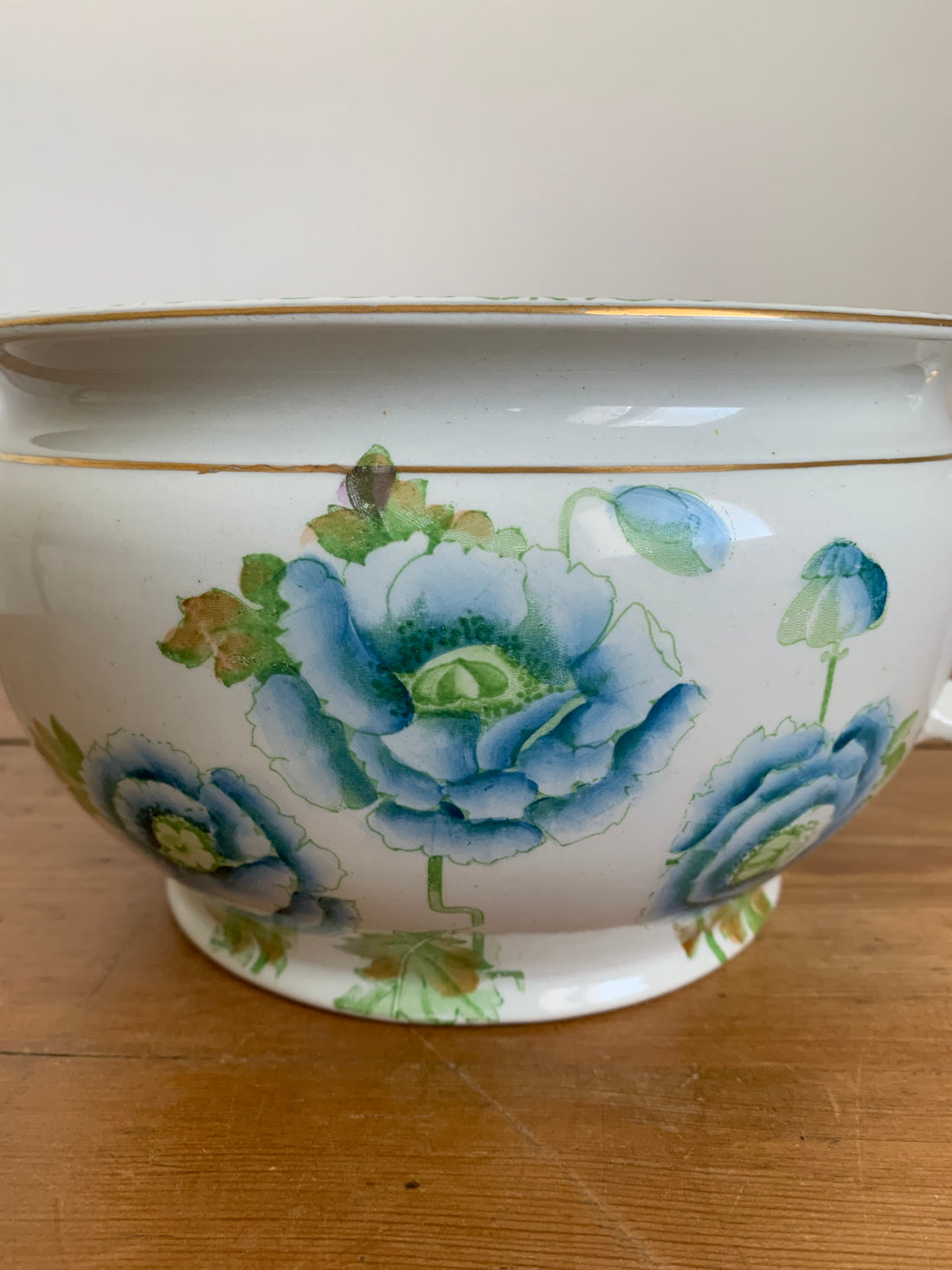 Cache-pot anglais XIXème fleuri