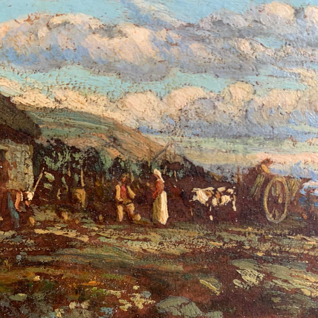 Louis Victor LEGENTILE - Scène côtière bretonne devant une chaumière (nettoyée et cadre restauré)