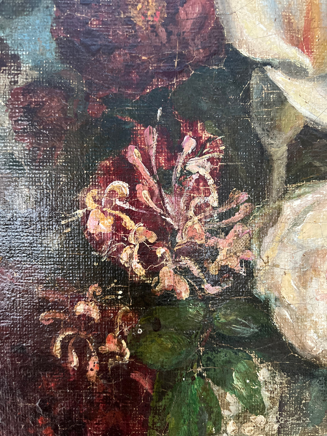 Nature morte au bouquet XIXème (nettoyée et revernie)