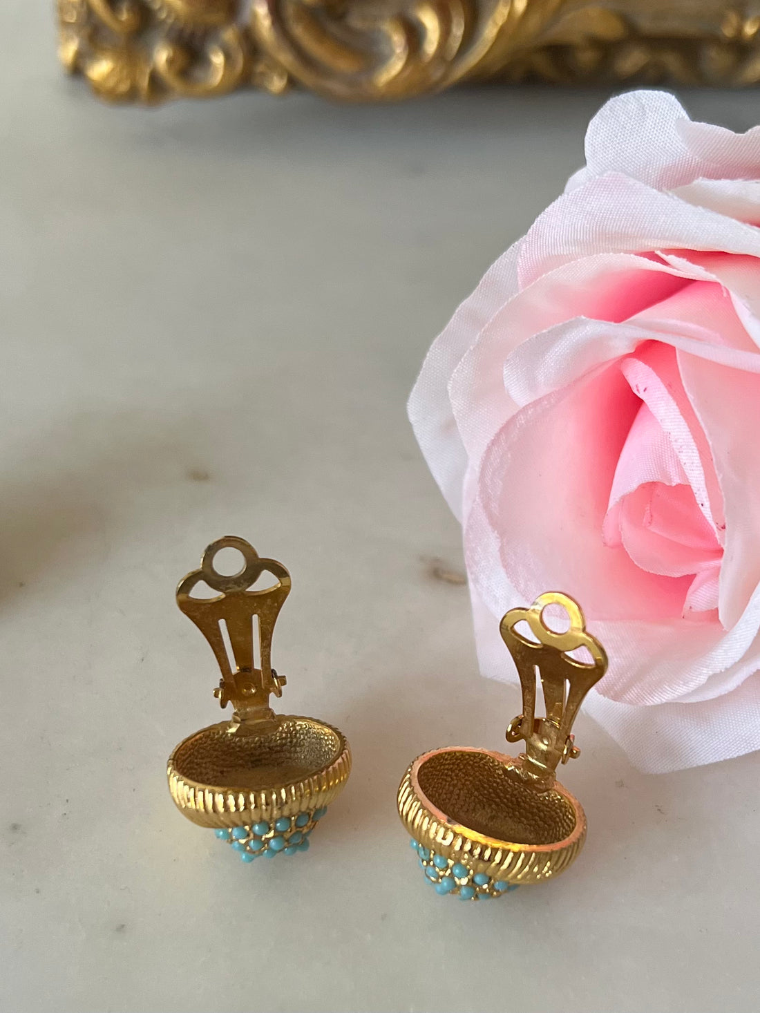Boucles d'oreille vintage aux turquoises