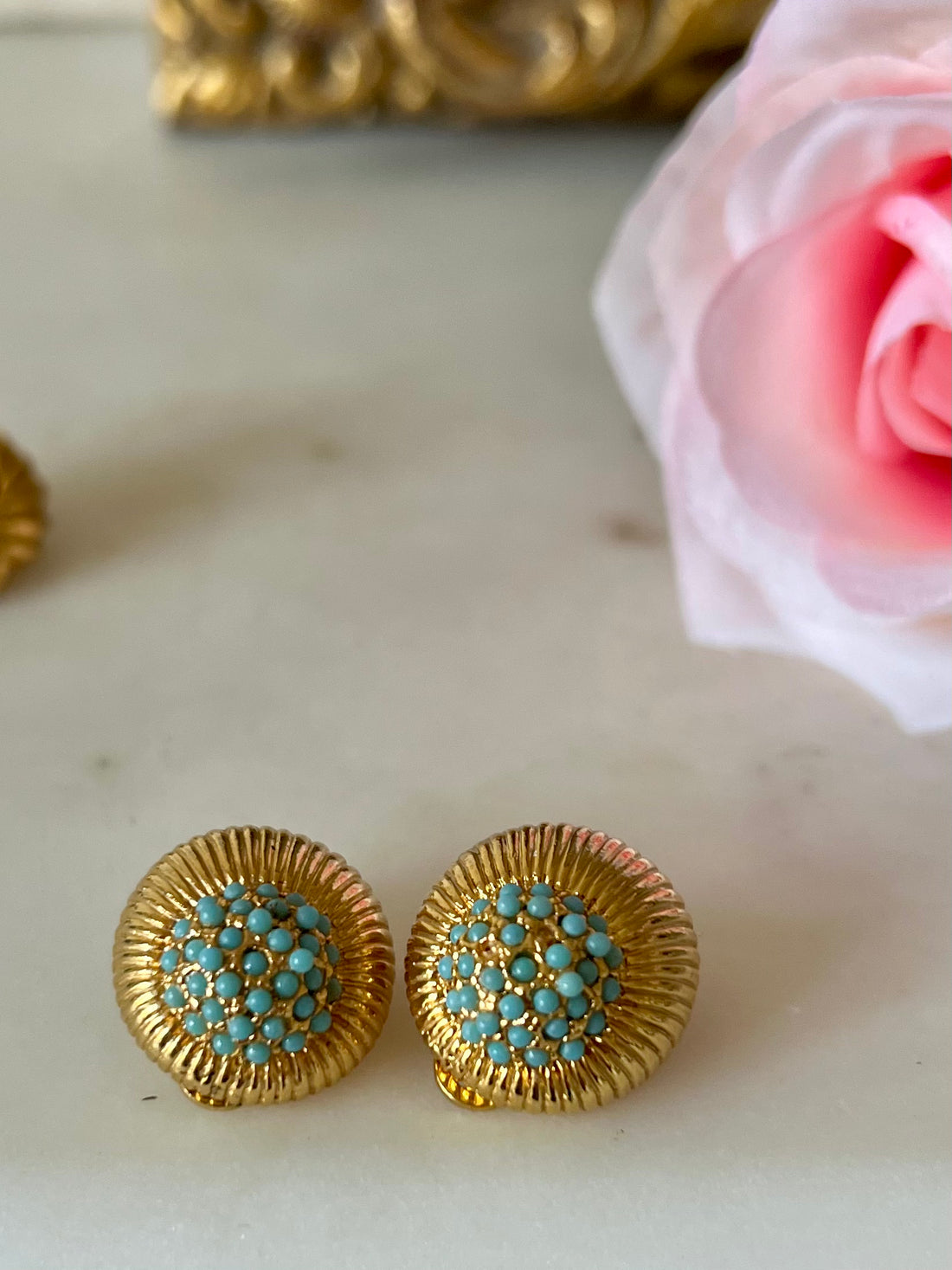 Boucles d'oreille vintage aux turquoises