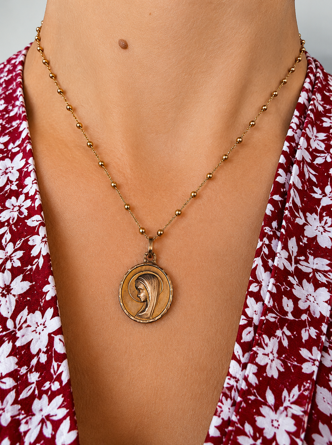 Médaille de la vierge en vermeil (argent et or) 1970