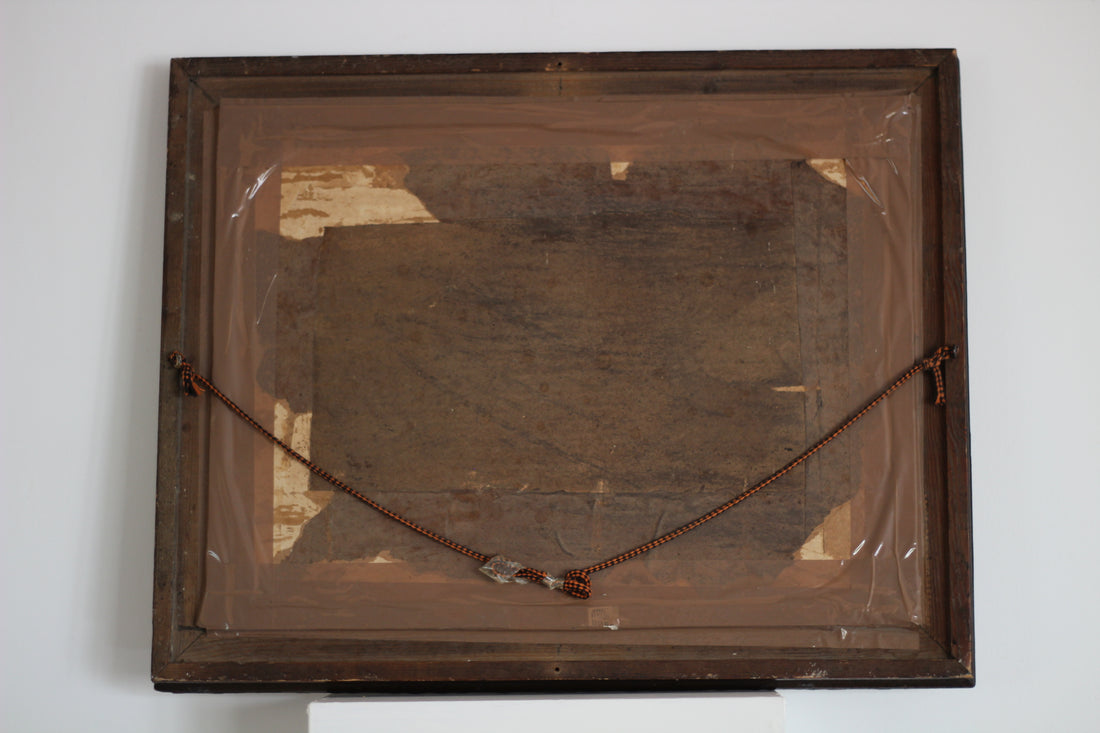 Miroir ancien au décor de mûres, vers 1930