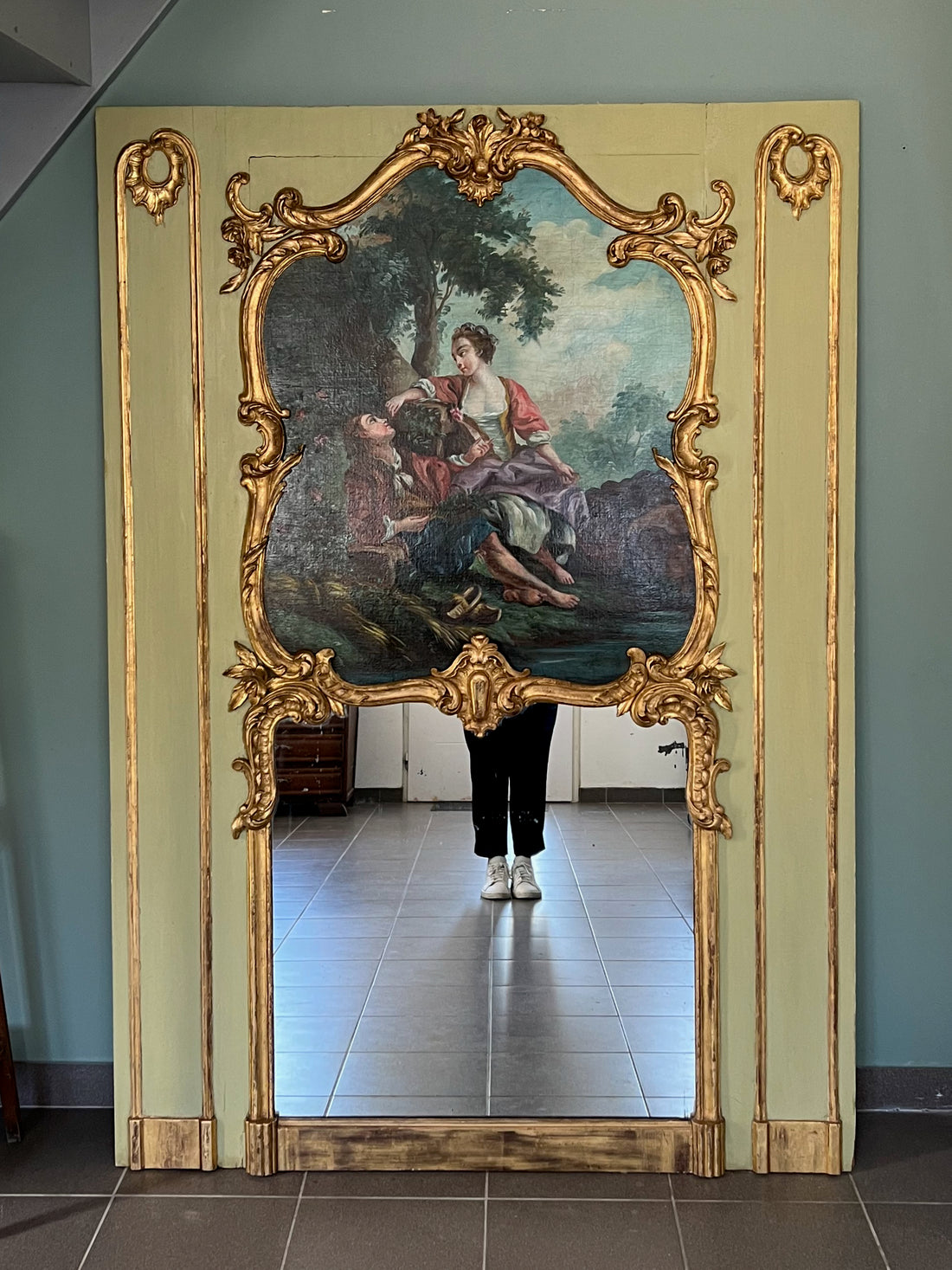 Trumeau à scène galante fin XVIIIème