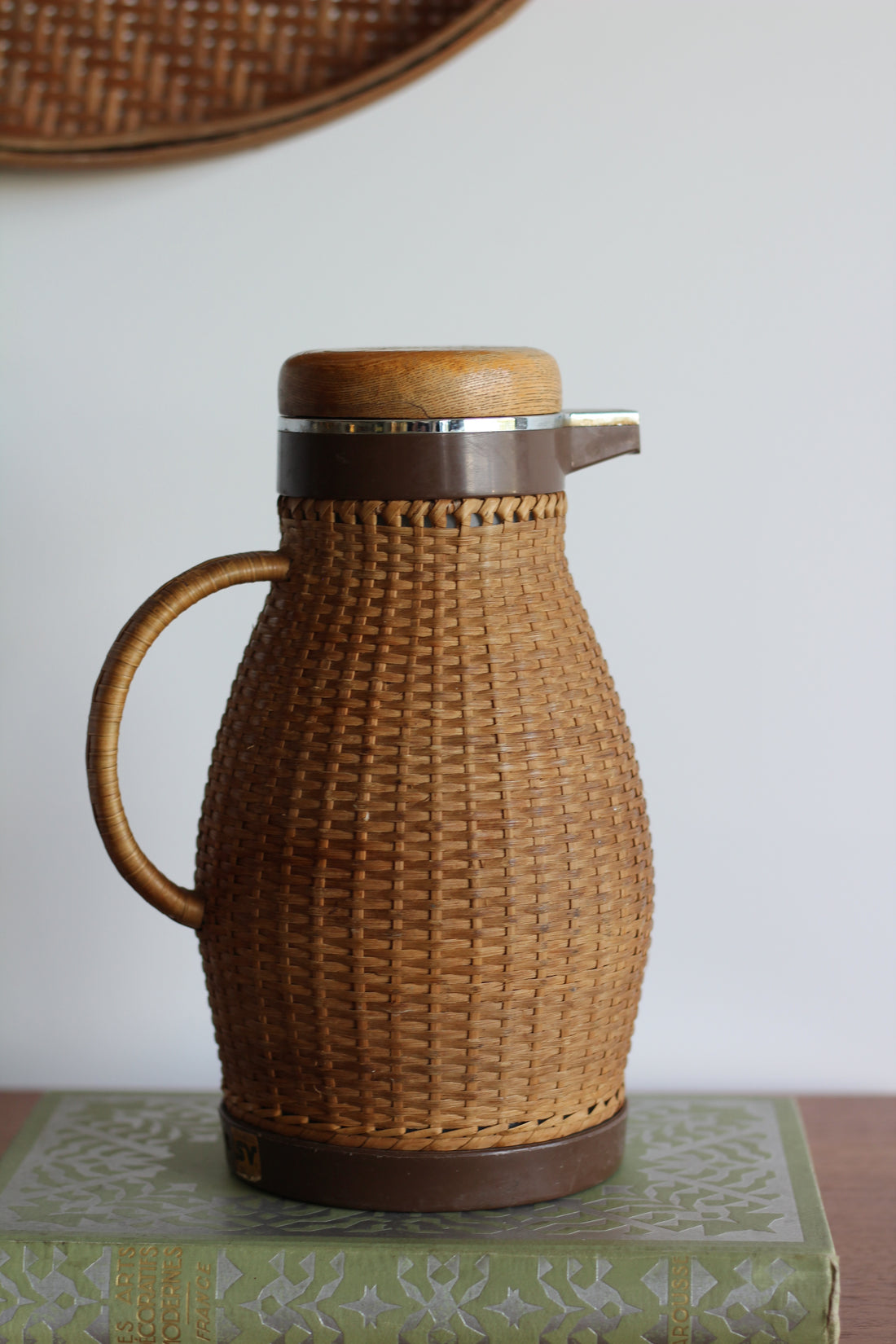 Thermos japonais Zojirushi en rotin vintage, années 70