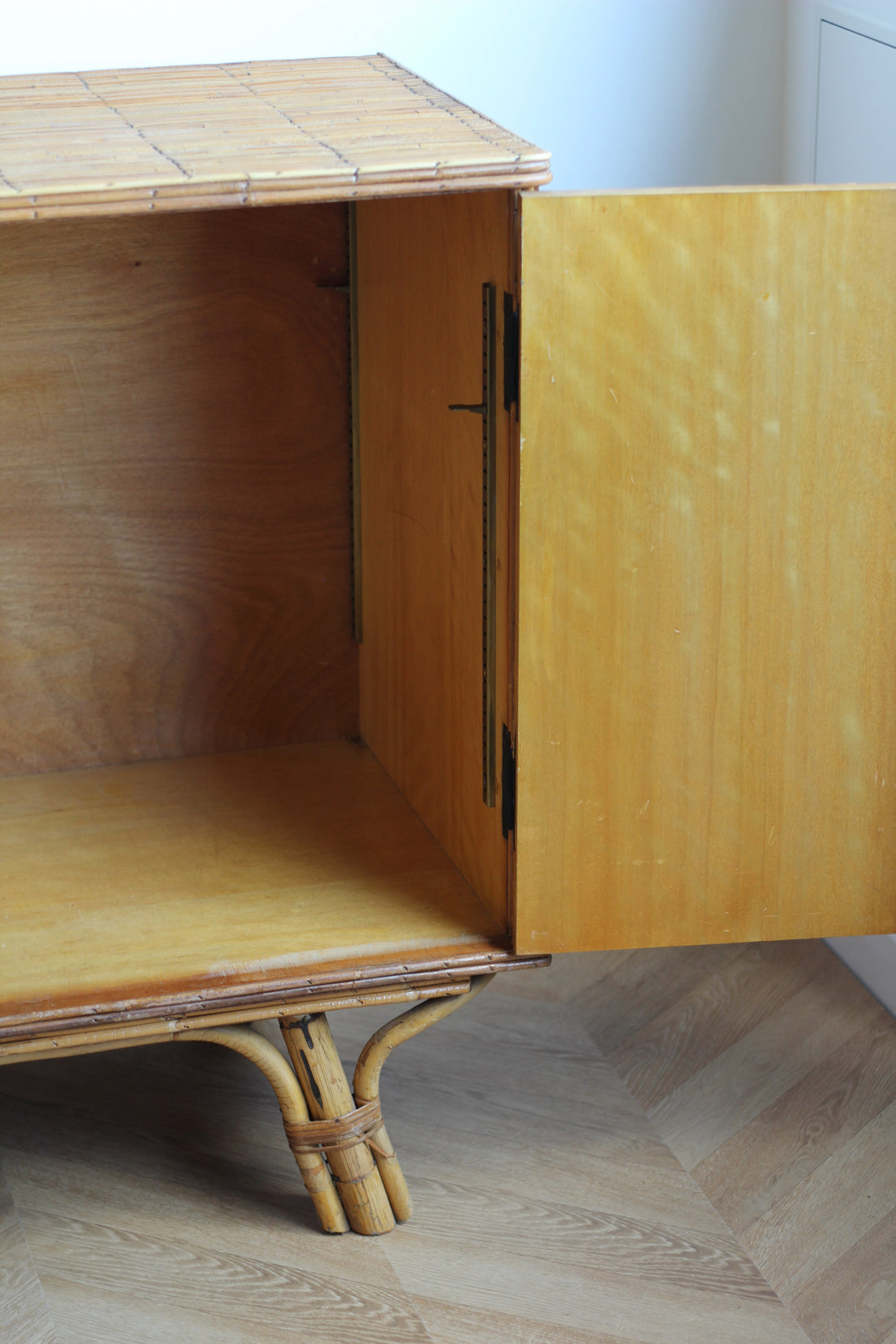 Enfilade vintage 181 cm en rotin et bambou années 1950-1960