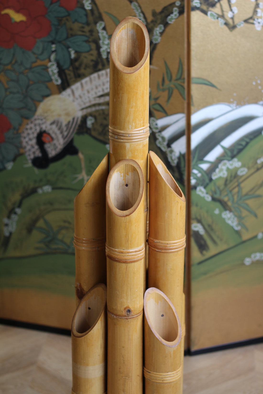 Grand vase sculptural en bambou – H. 100 cm – XXe siècle