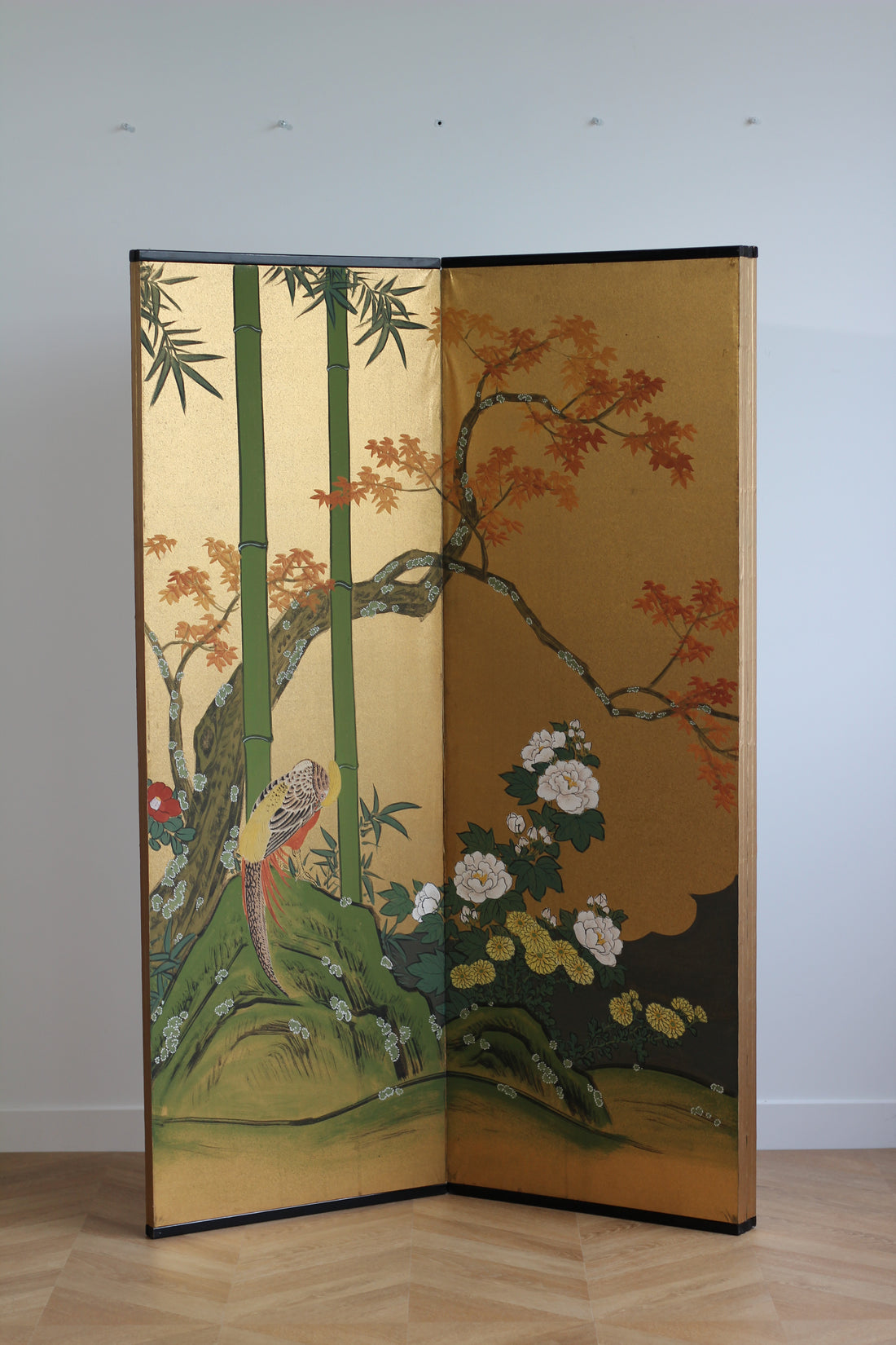 Paravent modulable japonais Kano aux canards mandarins - de 2 à 6 vantaux