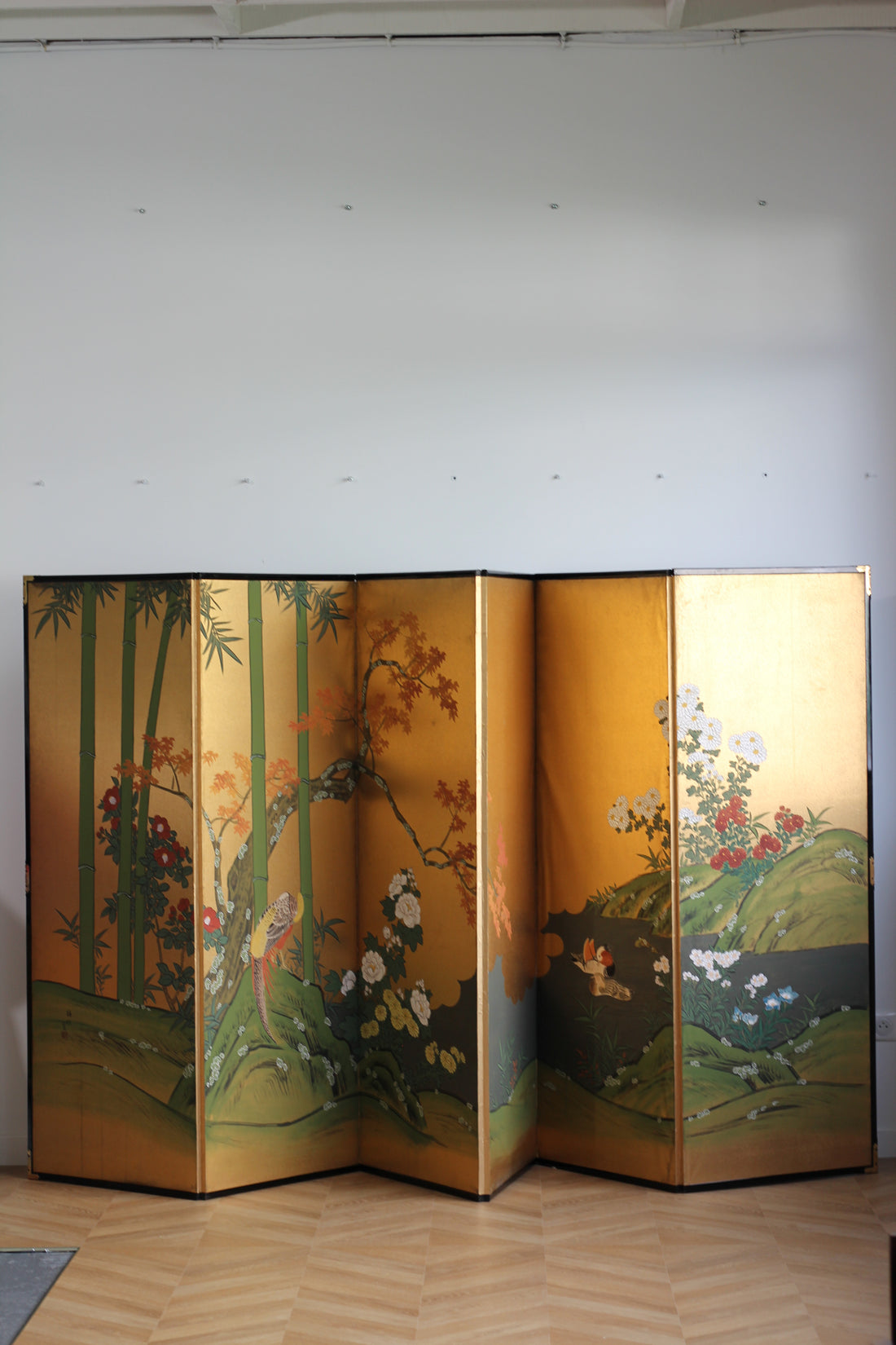 Paravent modulable japonais Kano aux canards mandarins - de 2 à 6 vantaux