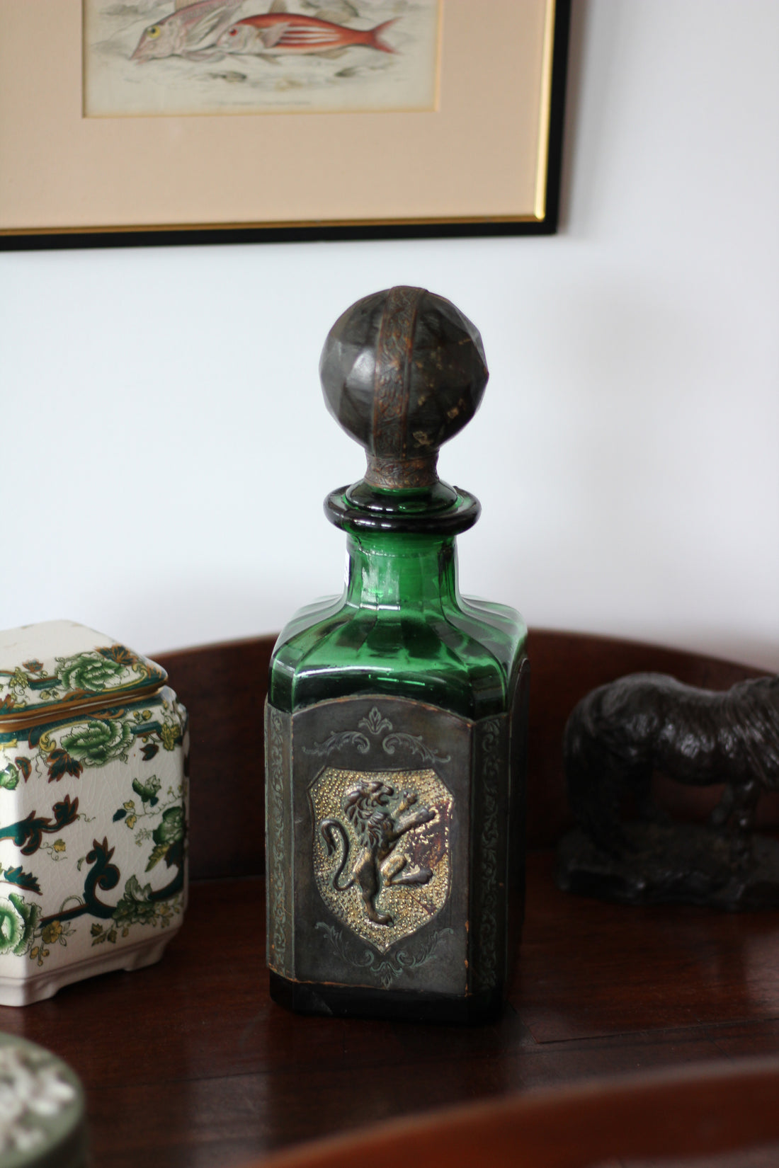 Carafe Renaissance gainée de cuir - Italie, années 1970